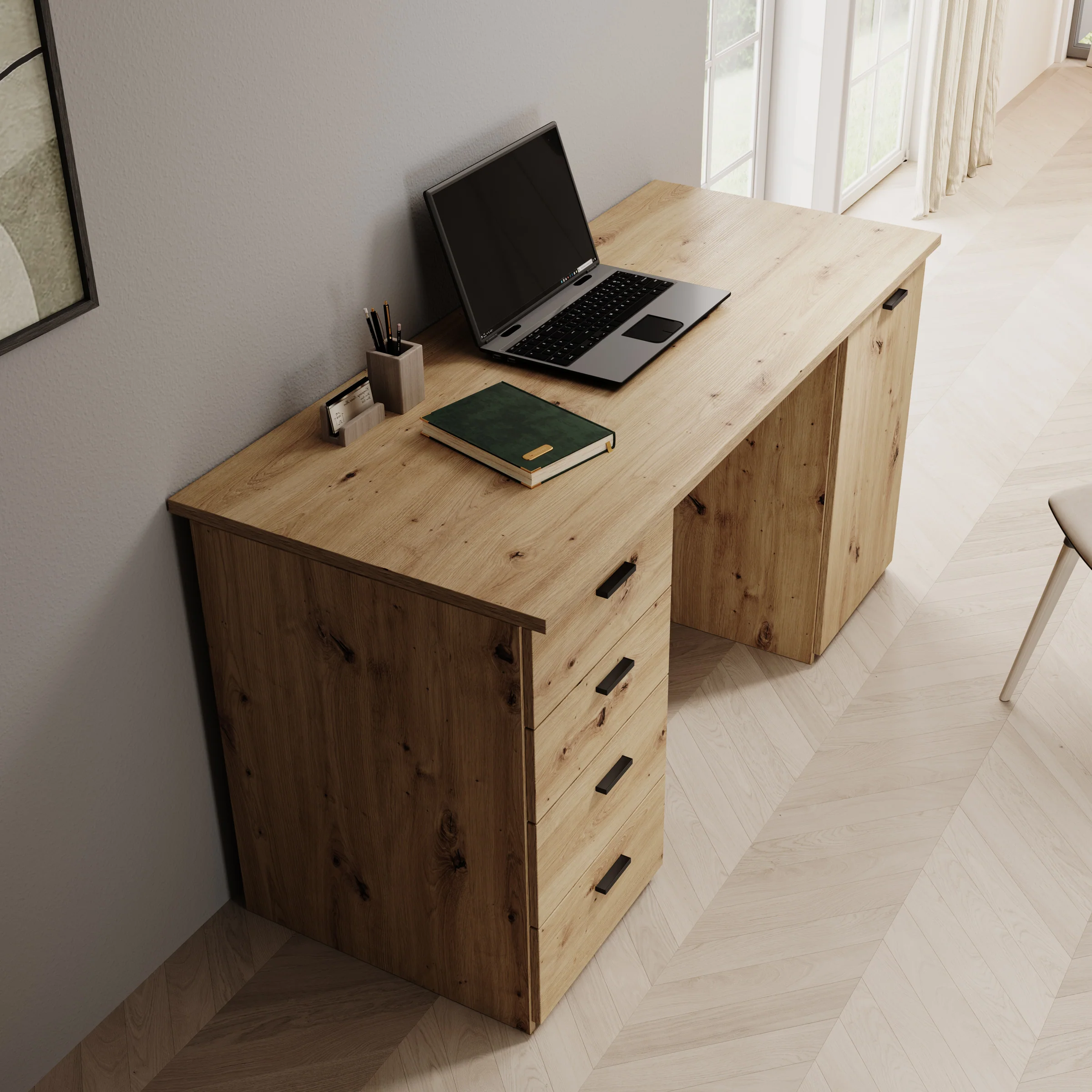 Glymp - Bureau - Eikenpatroon - 145x60x75 cm - Image 5