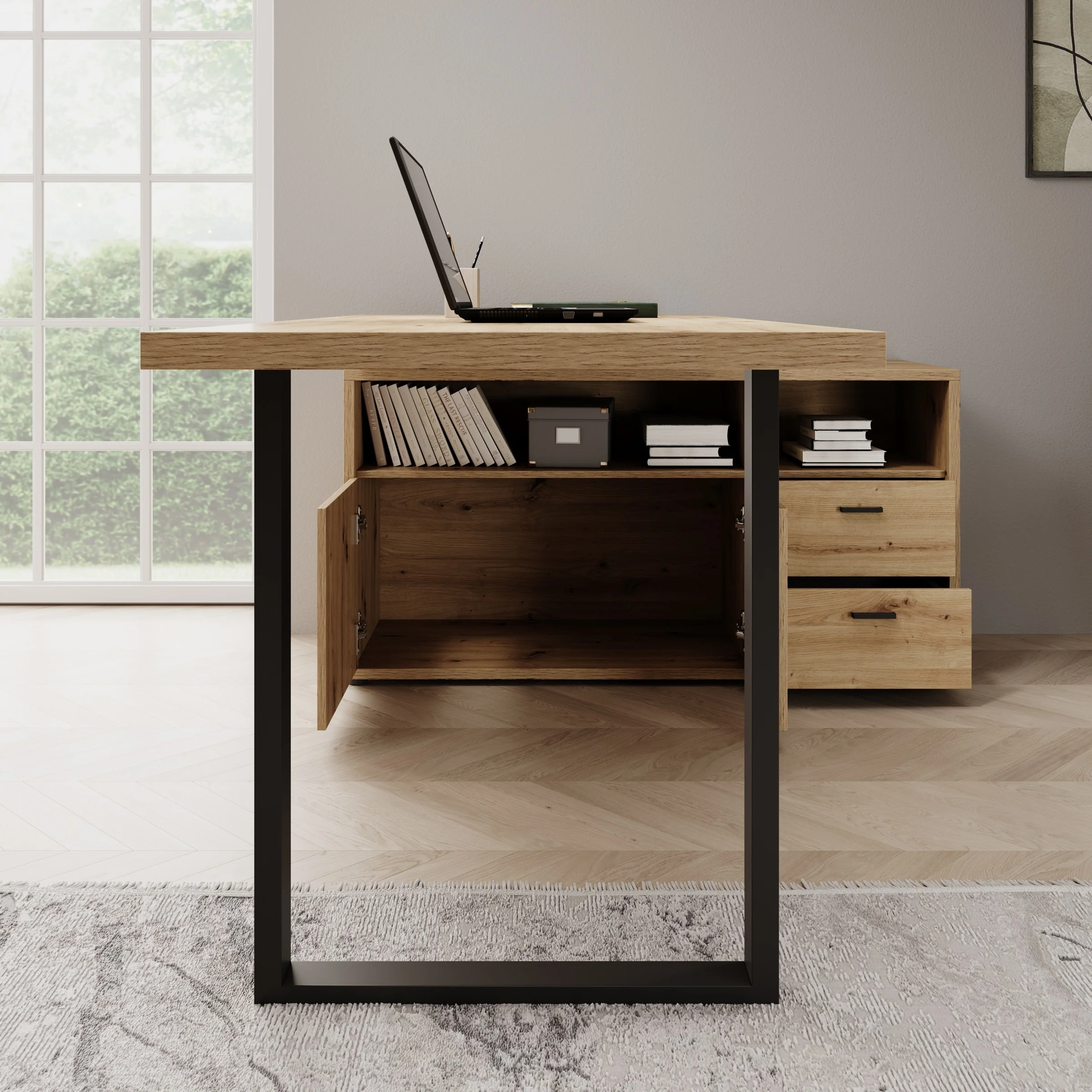 Glymp - Bureau - Eikenpatroon - 181x124x74 cm - Image 2