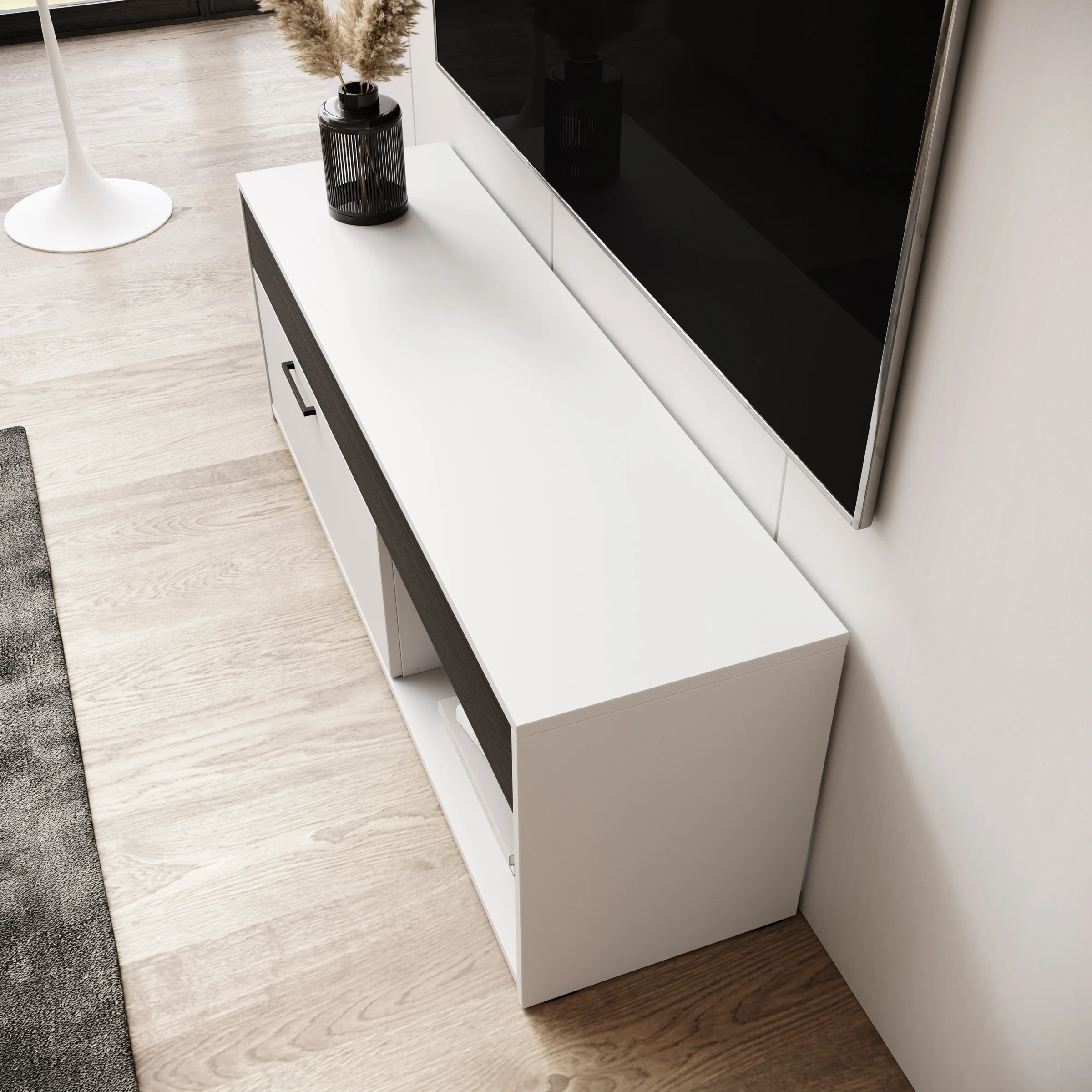 Gren - TV-Meubel - Wit/Zwart - 122x33x44 cm - Image 5