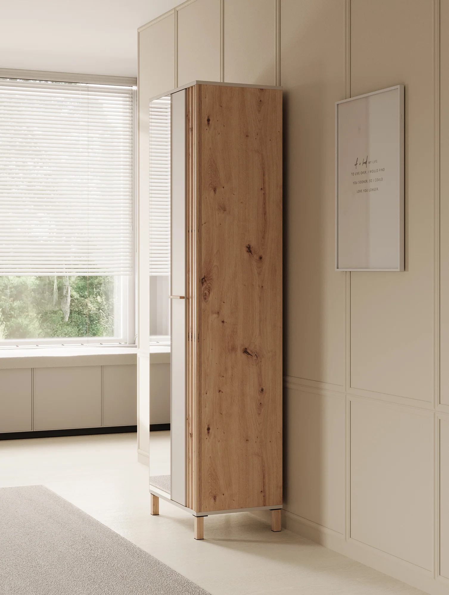 Bahia - Halkast met deur - Beige - 60x40x193 cm - Image 4