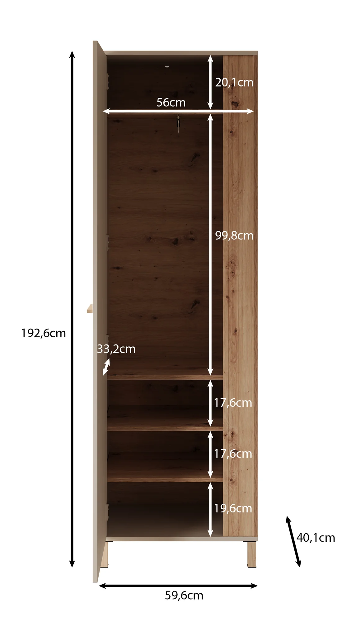 Bahia - Halkast met deur - Beige - 60x40x193 cm - Image 5
