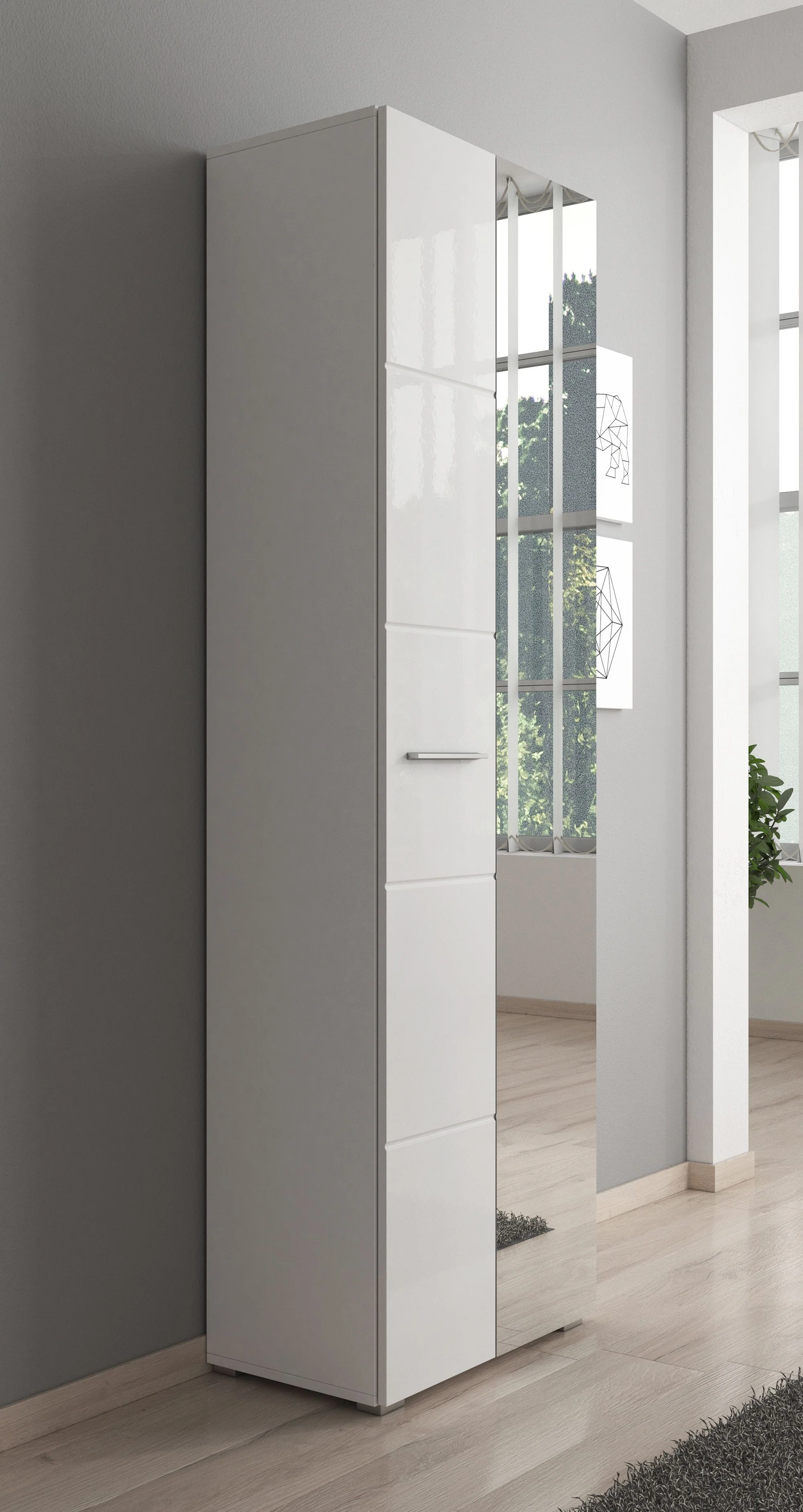 Bailey - Halkast 2-deurs - Wit - 60x35x192 cm - Image 4