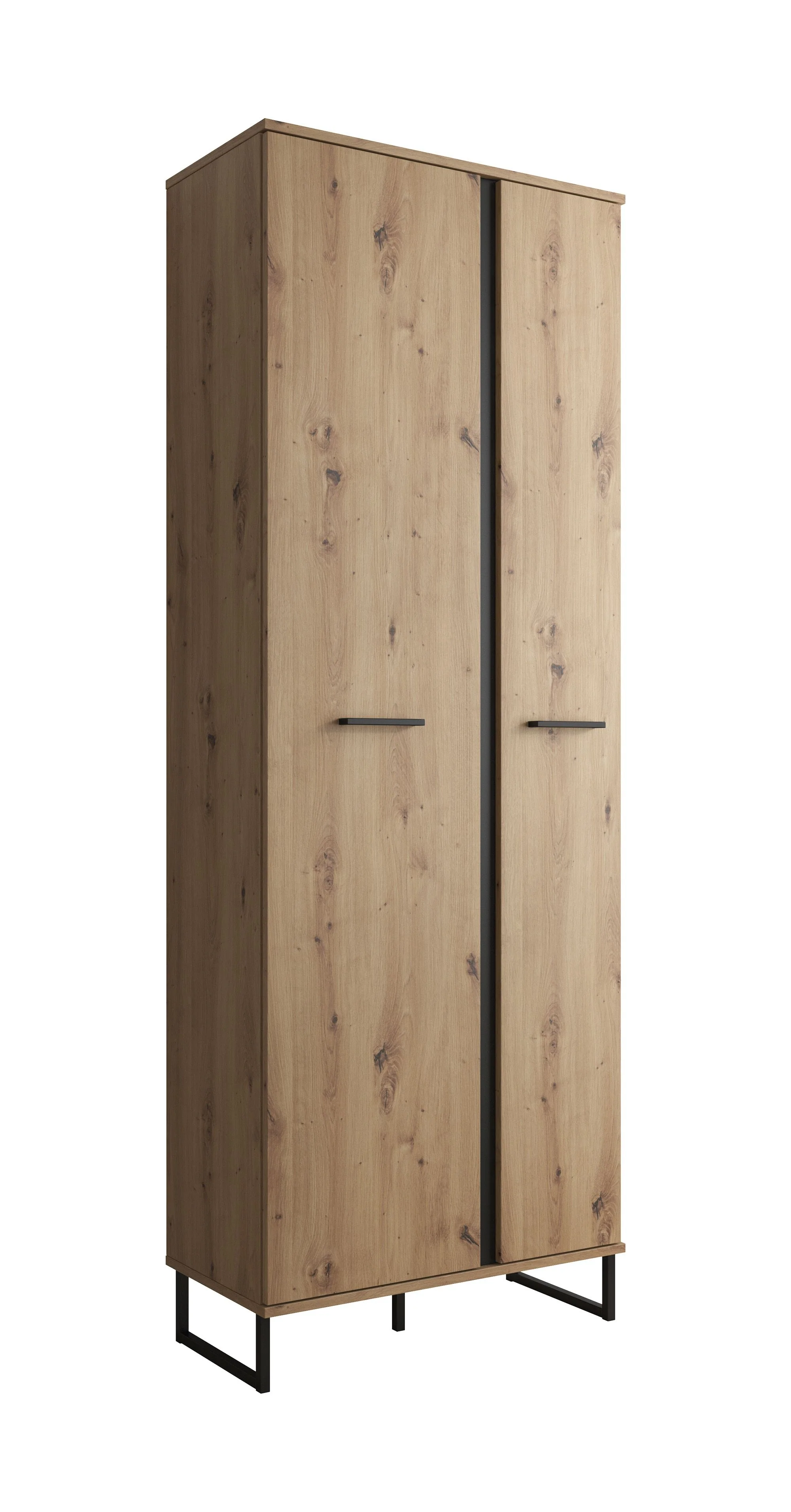Saturn - Halkast 2-deurs - Eiken/zwart - 70x35x196 cm - Image 6