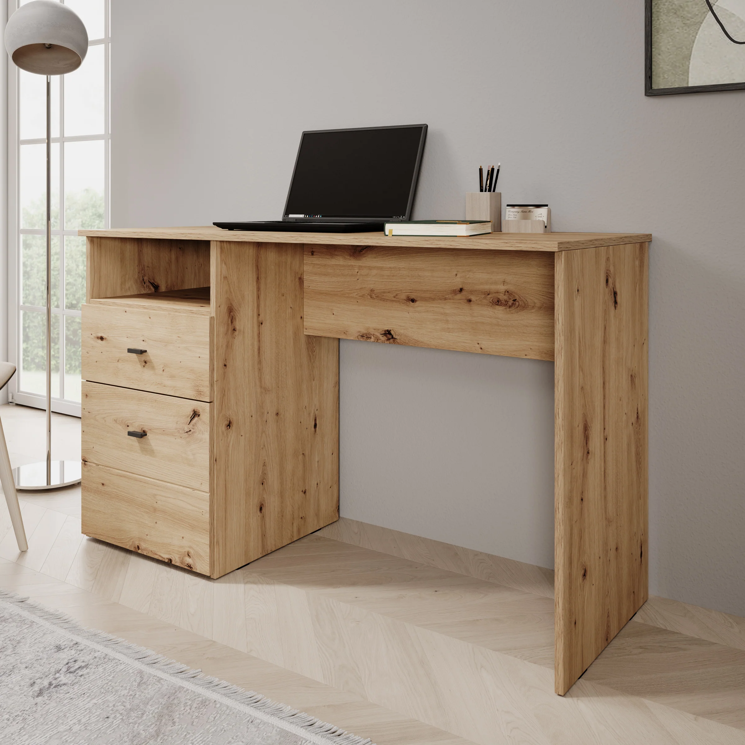 Haroa - Bureau - Eikenpatroon - 127x51x77 cm
