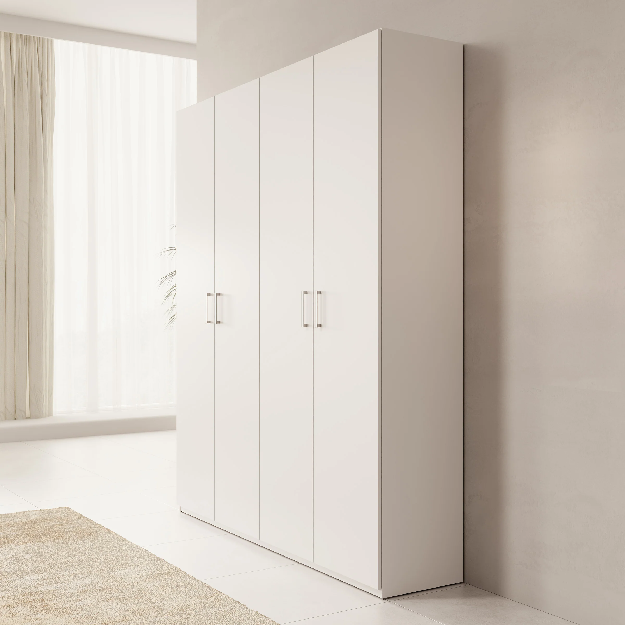 Havron - Kledingkast 4 deurs - Wit - 178x42x211 cm - Image 4