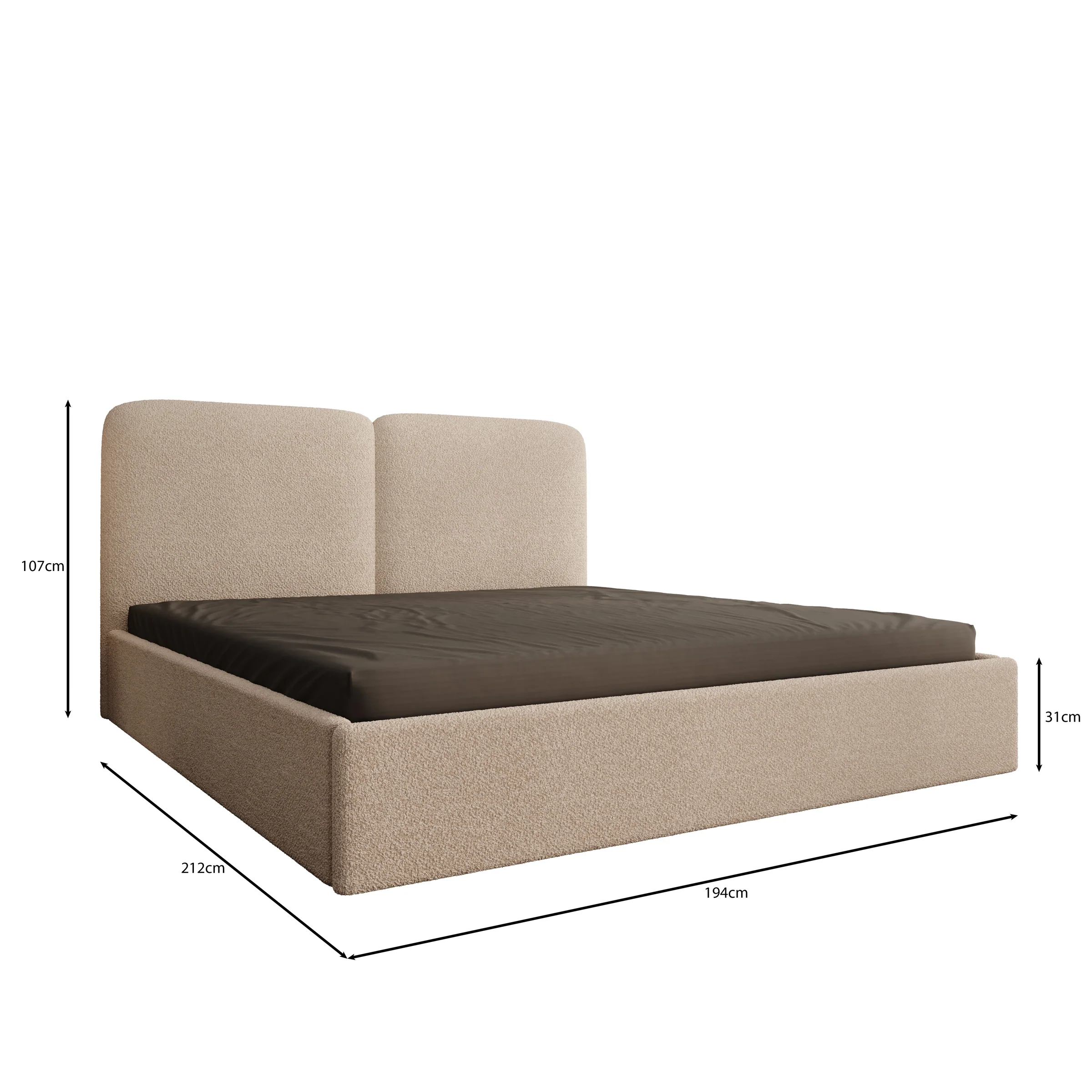Hibrido - Tweepersoonsbed - Beige teddystof - 180x200 cm - Image 4
