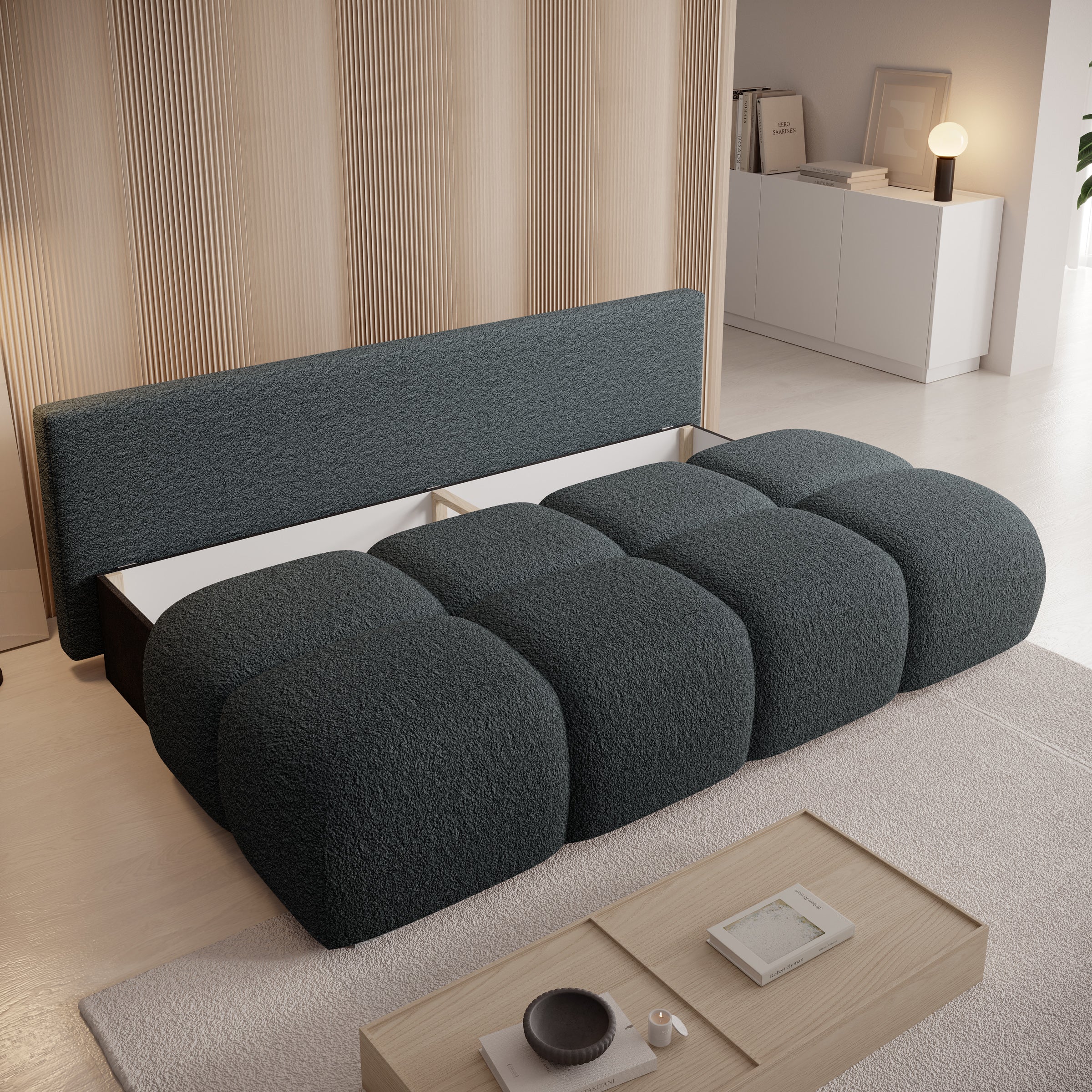Hindrance - Slaapbank - Teddystof zwart - 195x90x89 cm - Image 4