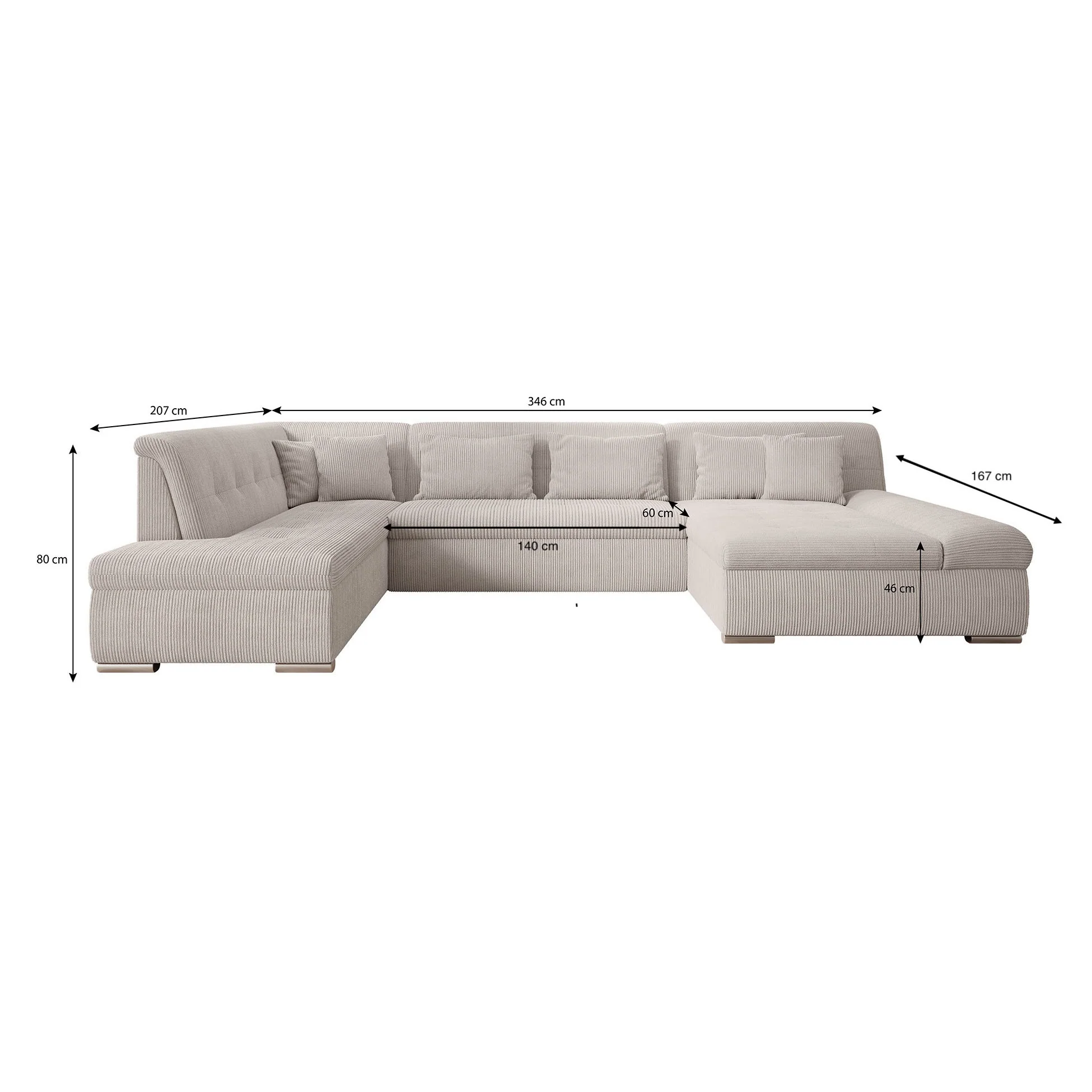 Alberta XL - Hoekbank 5-zits met slaapfunctie - Velvet zwart - Rechts - Image 6