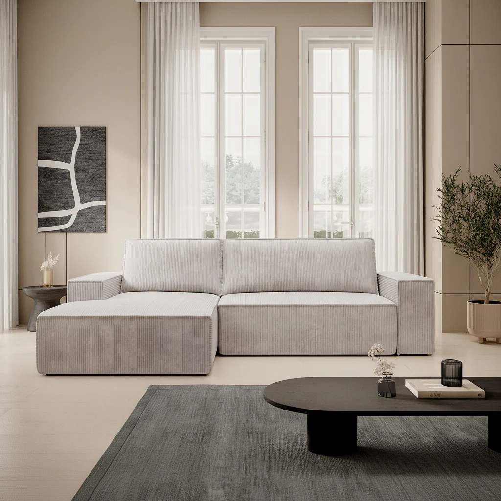 Foster - Hoekbank - Beige Ribstof - Links - Image 2