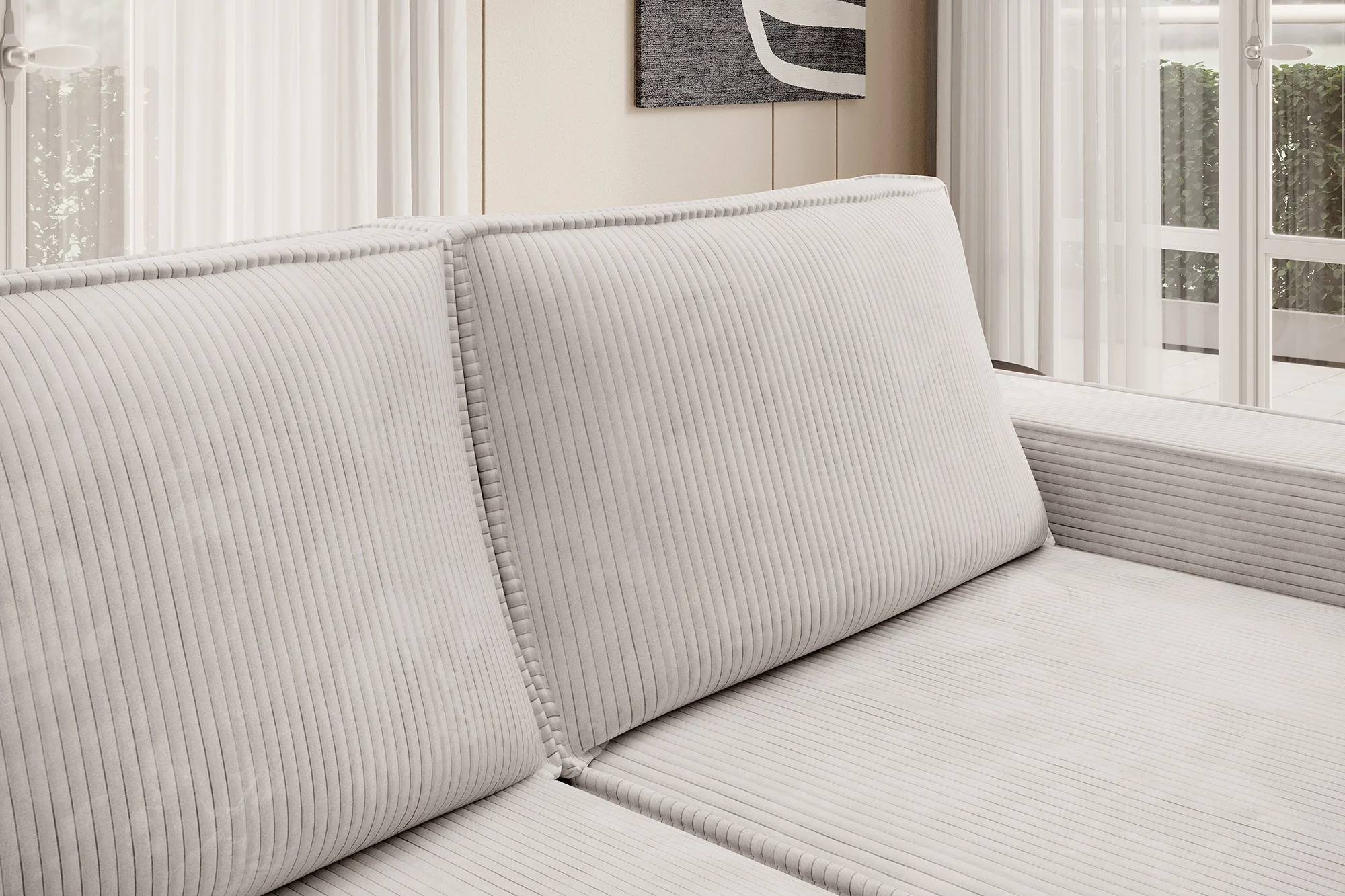 Foster - Hoekbank - Beige Ribstof - Rechts - Image 3