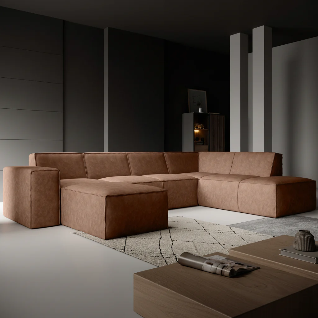 Monet XL - Hoekbank - Cognac - Leer - Links