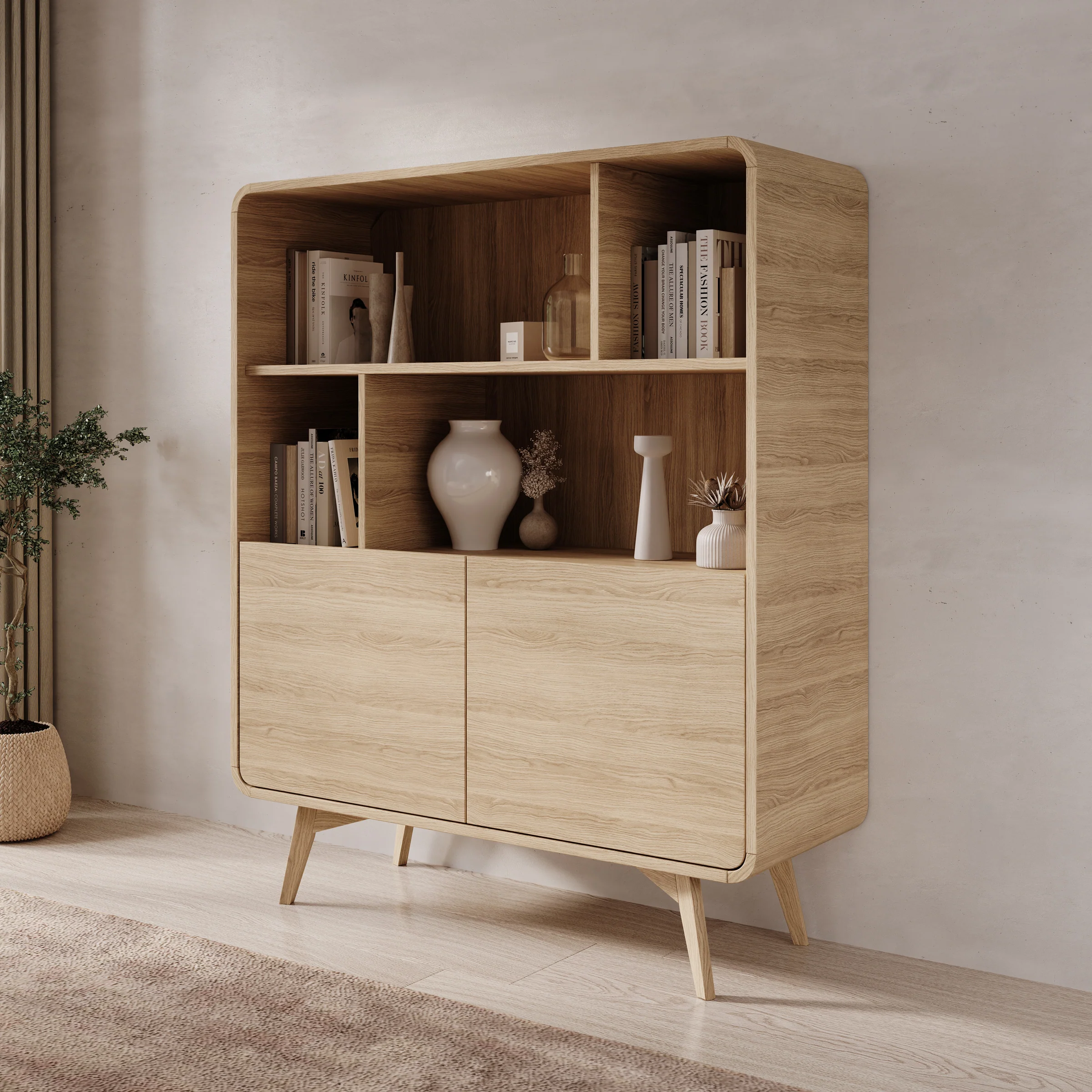 Hoshii - Boekenkast - Eikenpatroon - 108x39x130 cm