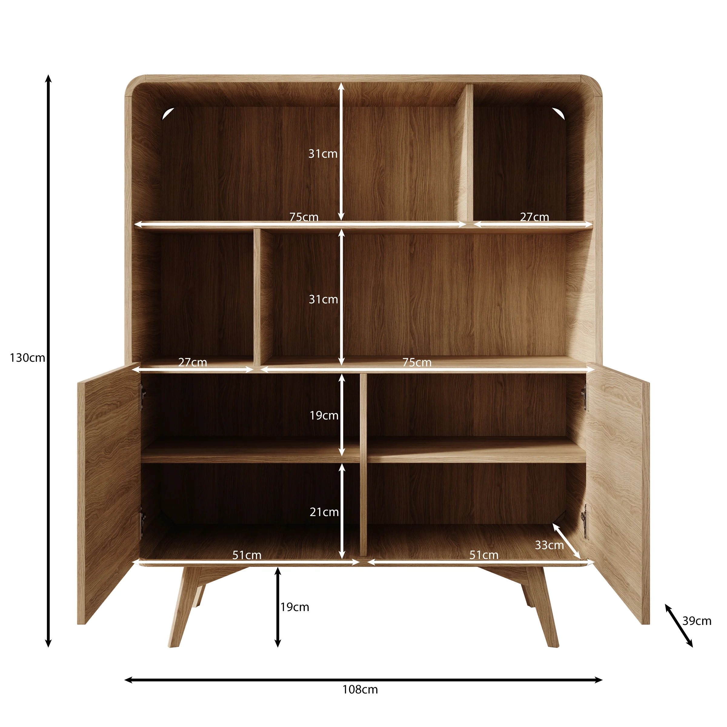Hoshii - Boekenkast - Eikenpatroon - 108x39x130 cm - Image 5