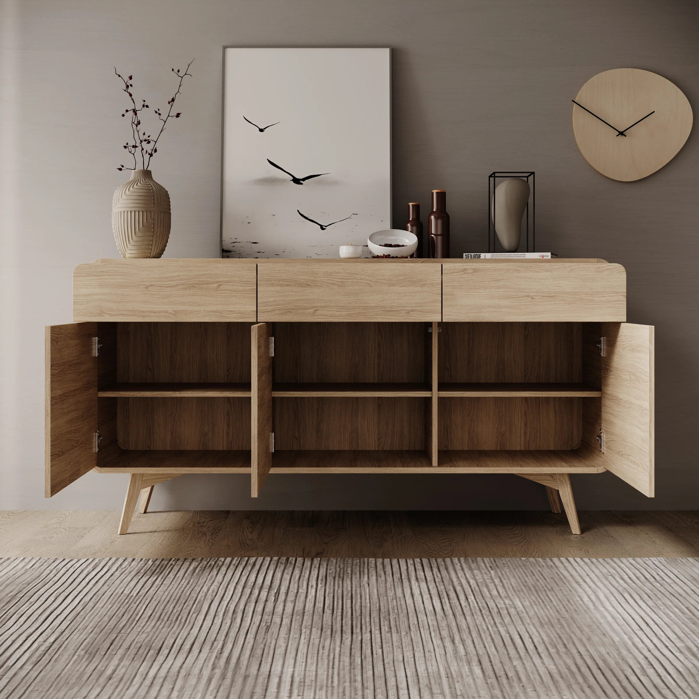 Hoshii - Dressoir - Eikenpatroon - 160x39x84 cm - Image 2