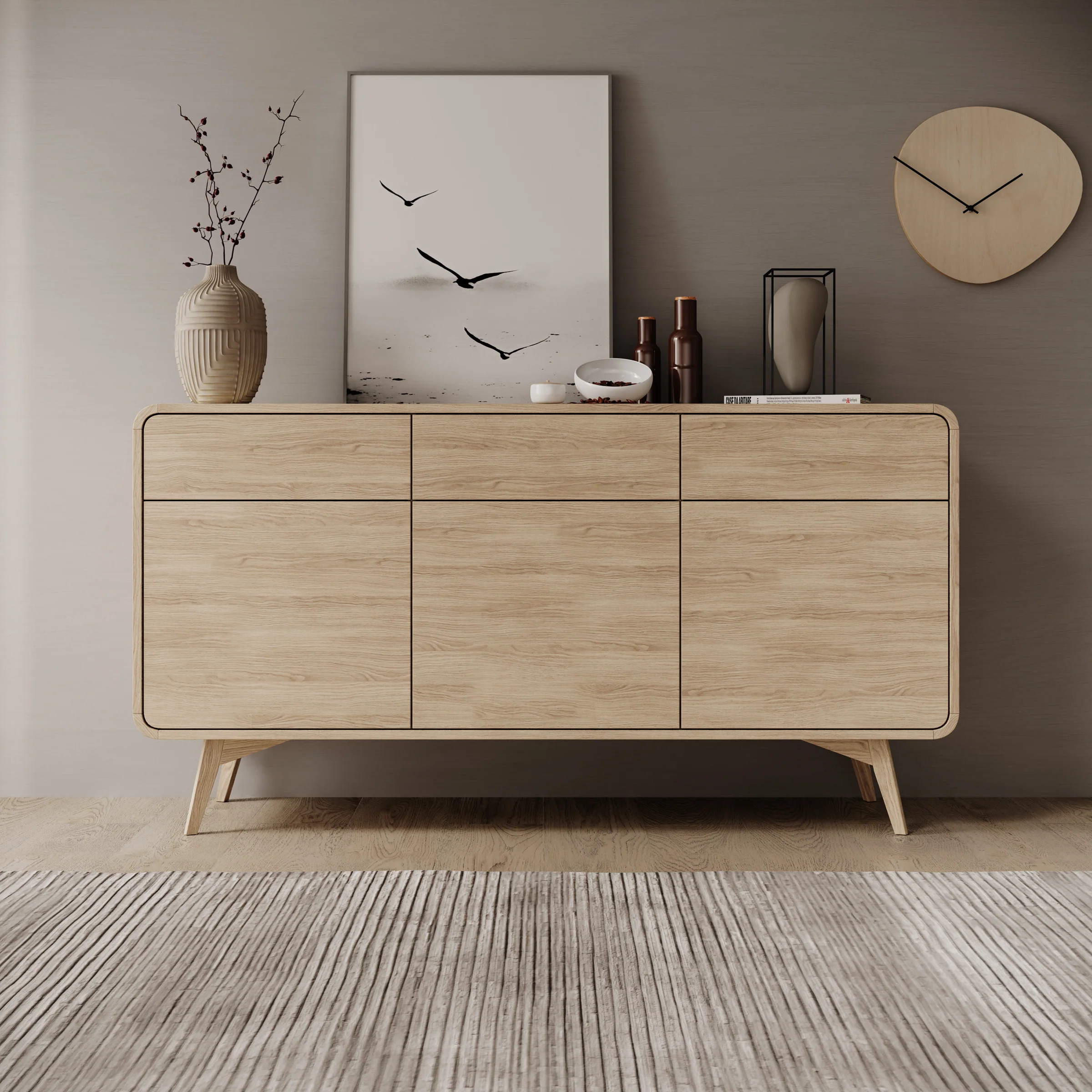 Hoshii - Dressoir - Eikenpatroon - 160x39x84 cm - Image 3