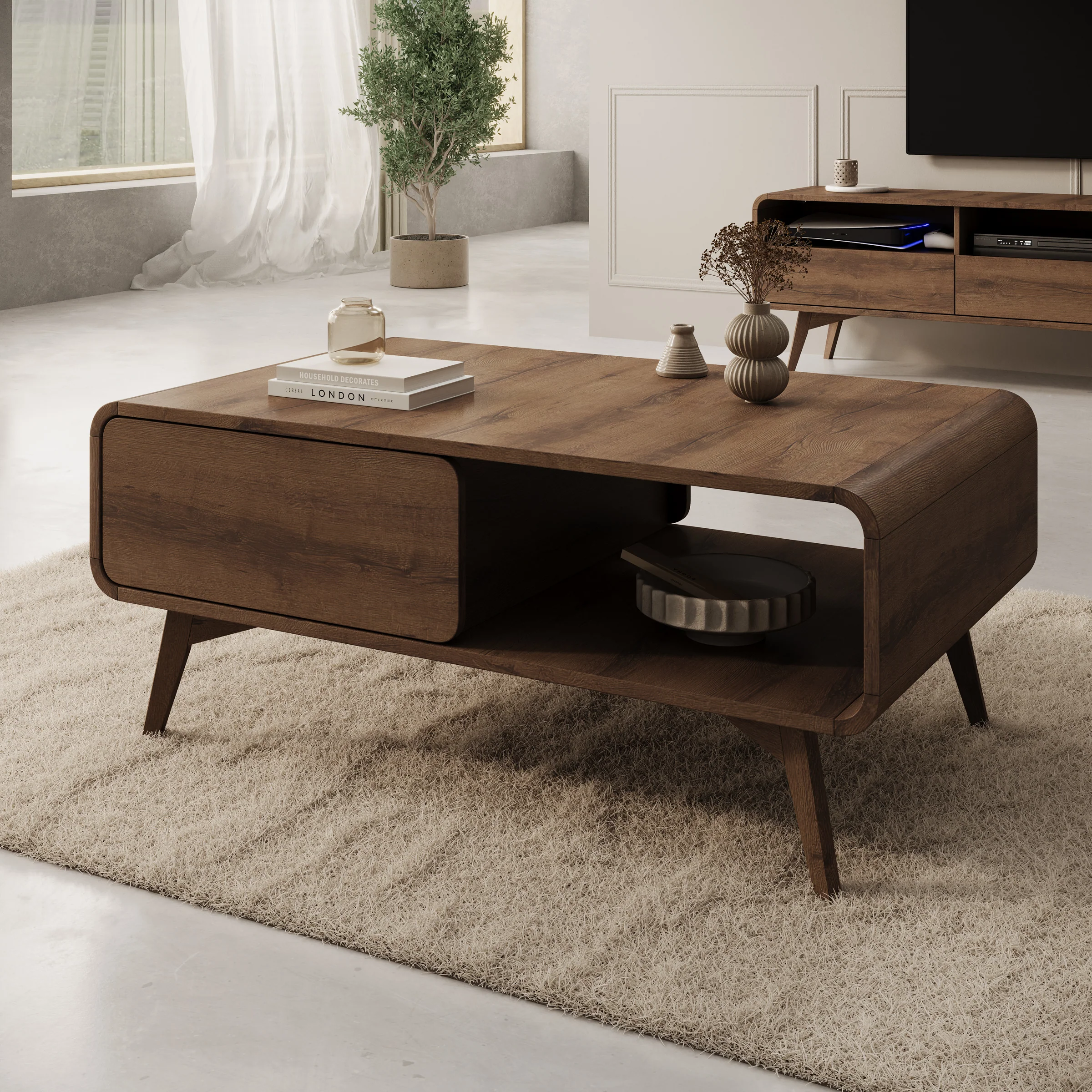 Hoshii - Salontafel - Donker eikenpatroon - 108x65x45 cm
