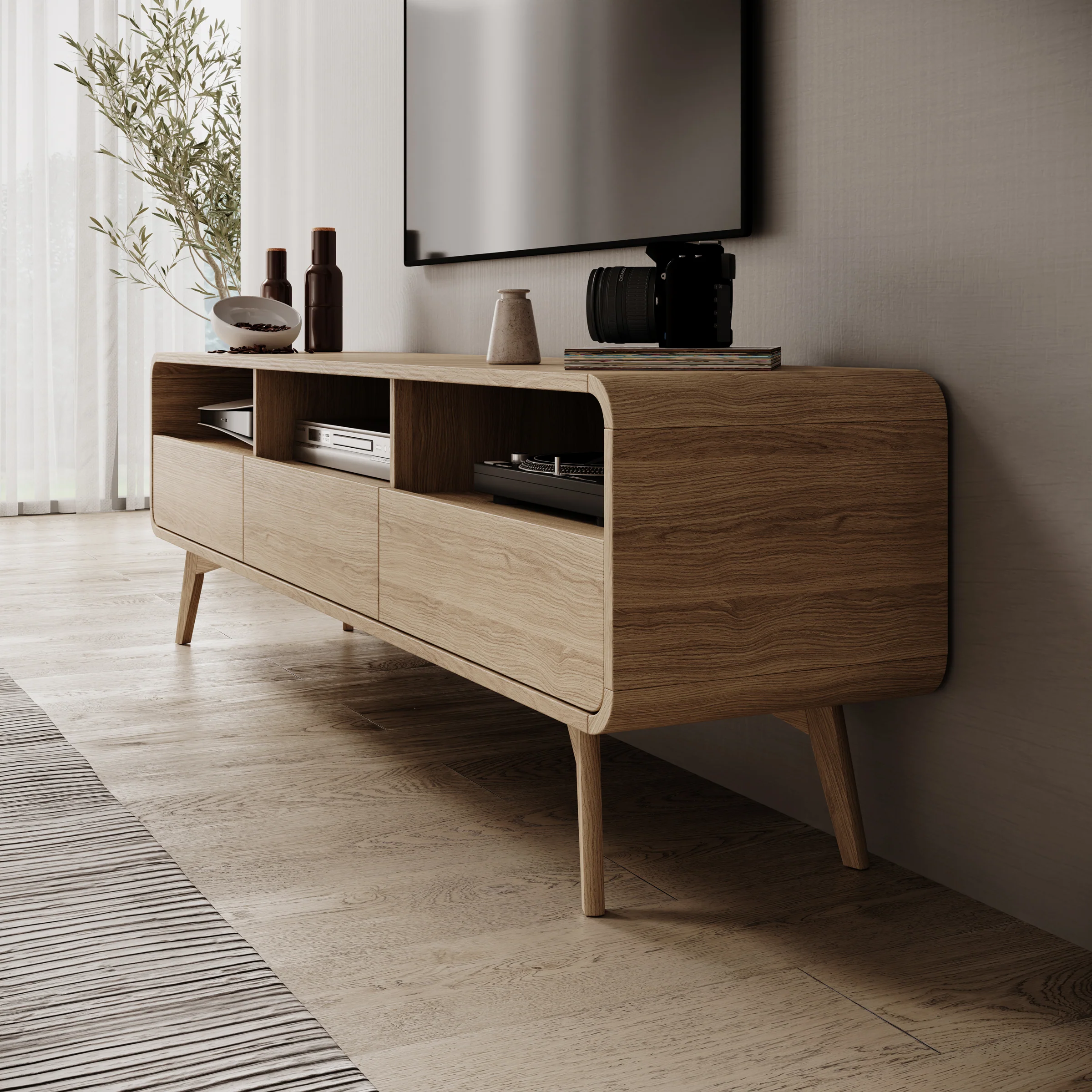 Hoshii - TV-Meubel - Eikenpatroon - 180x39x53 cm - Image 4