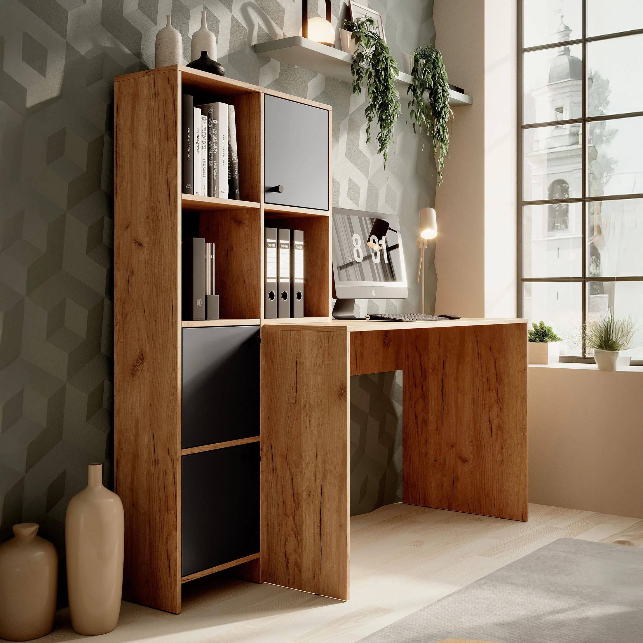 Hyatt - Bureau - Eiken/antraciet - 156x55 cm - Image 3