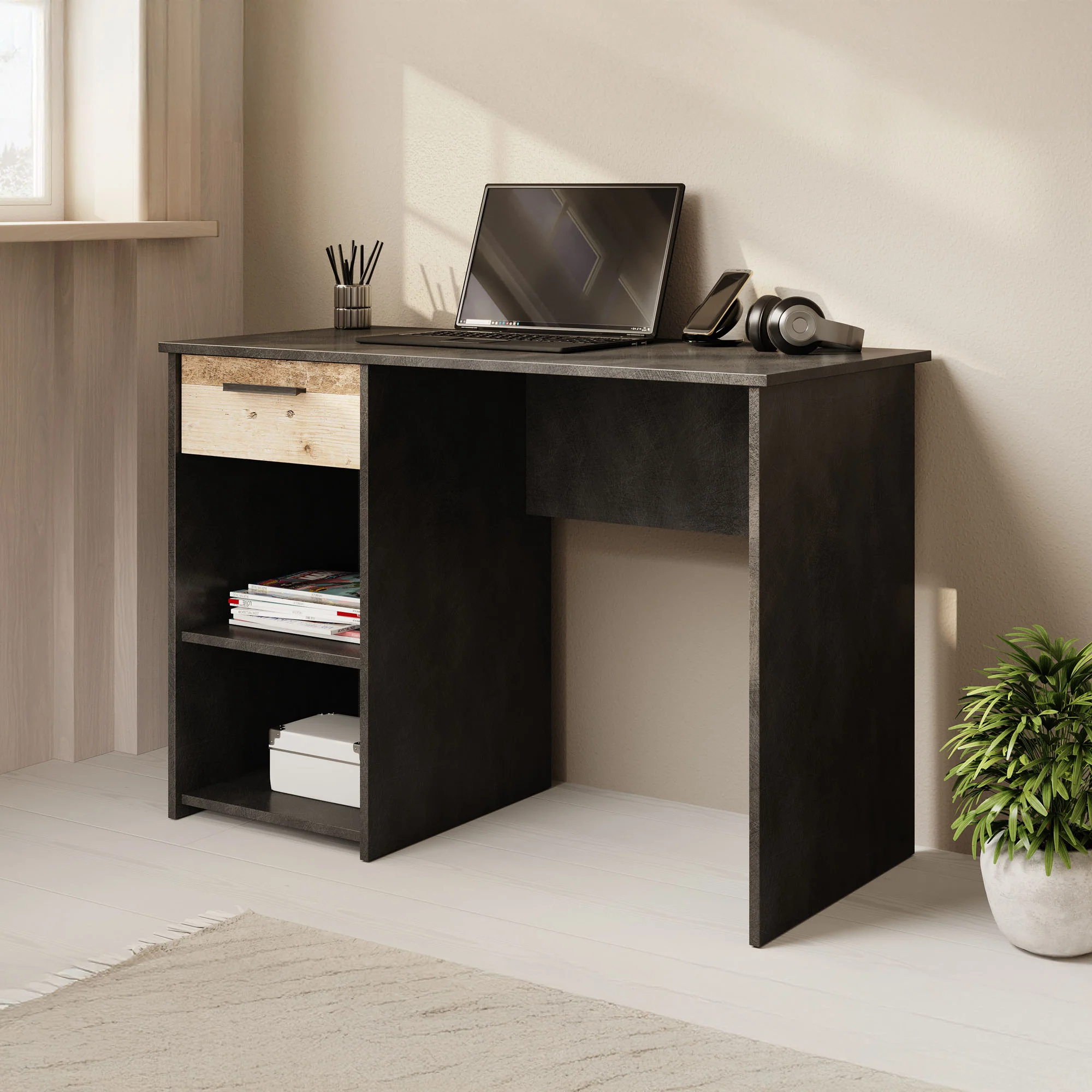 Hyatt - Bureau - Eiken/wit - 156x55 cm
