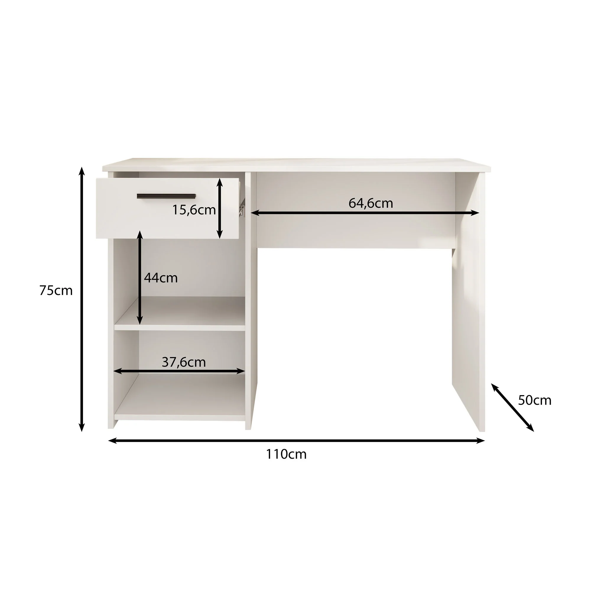 Hyatt - Bureau - Eiken/wit - 156x55 cm - Image 5