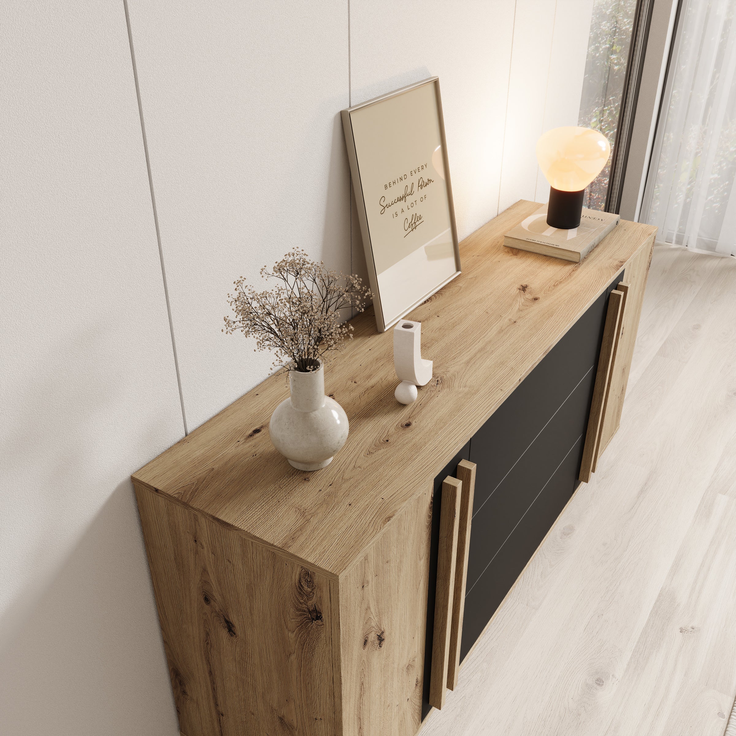Hydra - Dressoir - Eiken/Zwart - 150x40x78 cm - Image 5