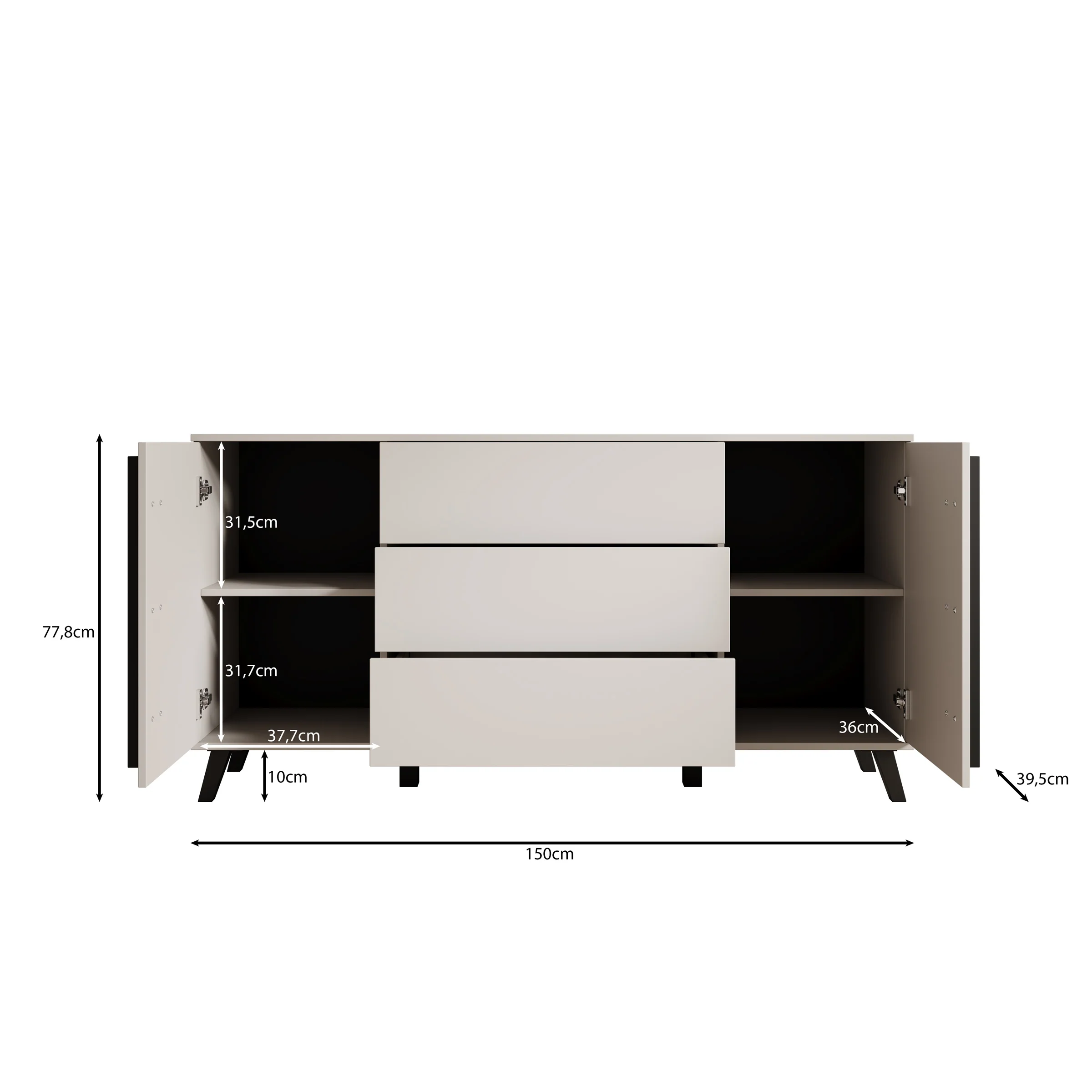 Hydra - Dressoir - Zwart - 150x40x78 cm - Image 6
