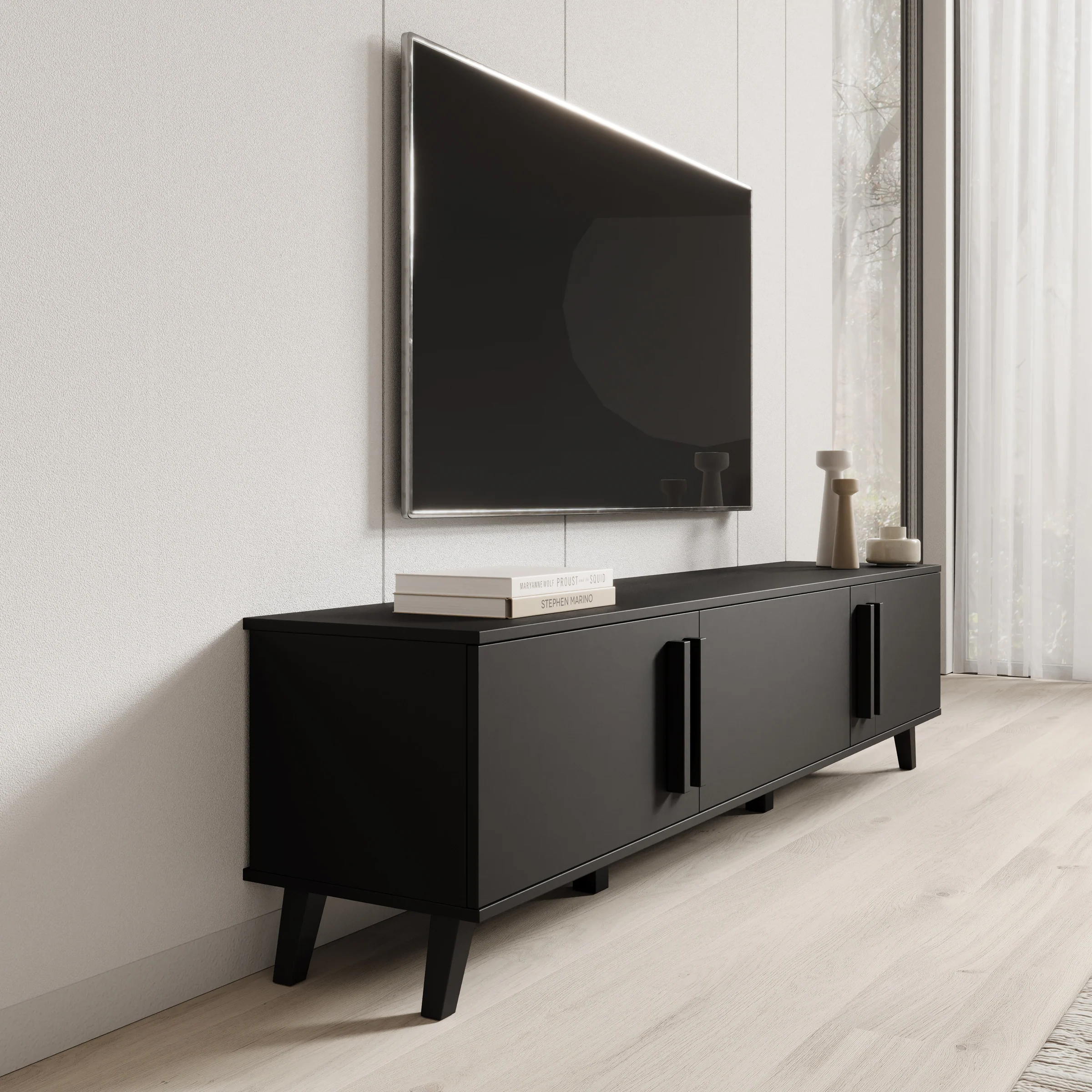 Hydra - TV-Meubel - Zwart - 180x33x40 cm - Image 4