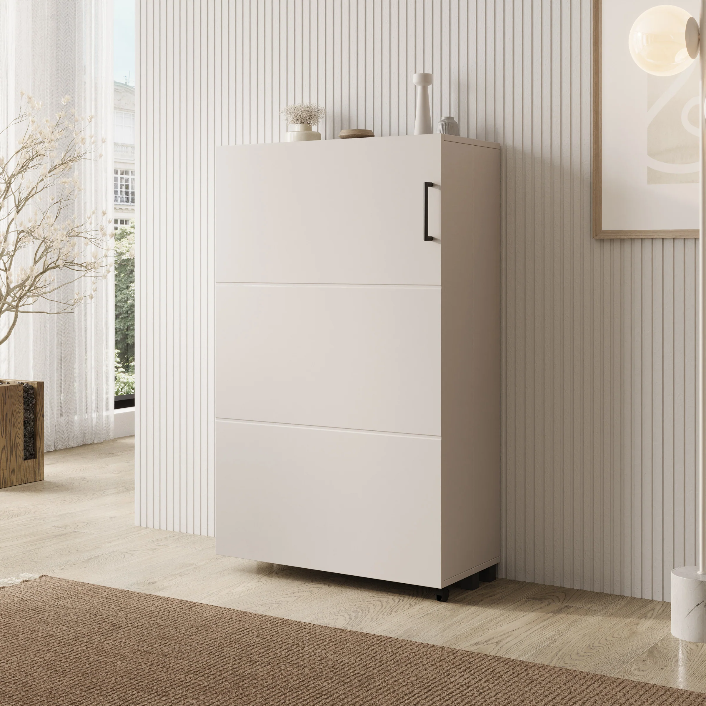 Inverly - Schoenenkast - Beige - 68x33x113 cm