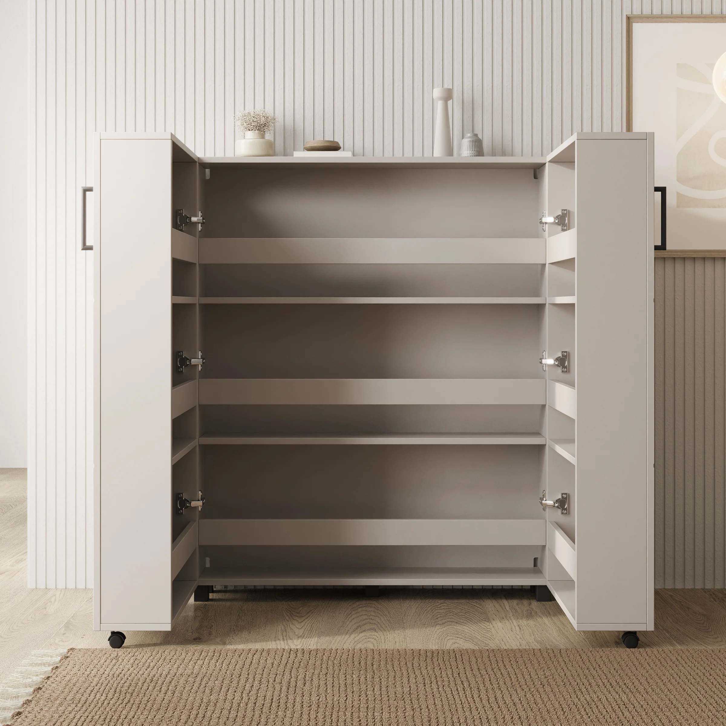 Inverly - Schoenenkast - Beige - 92x33x113 cm - Image 2