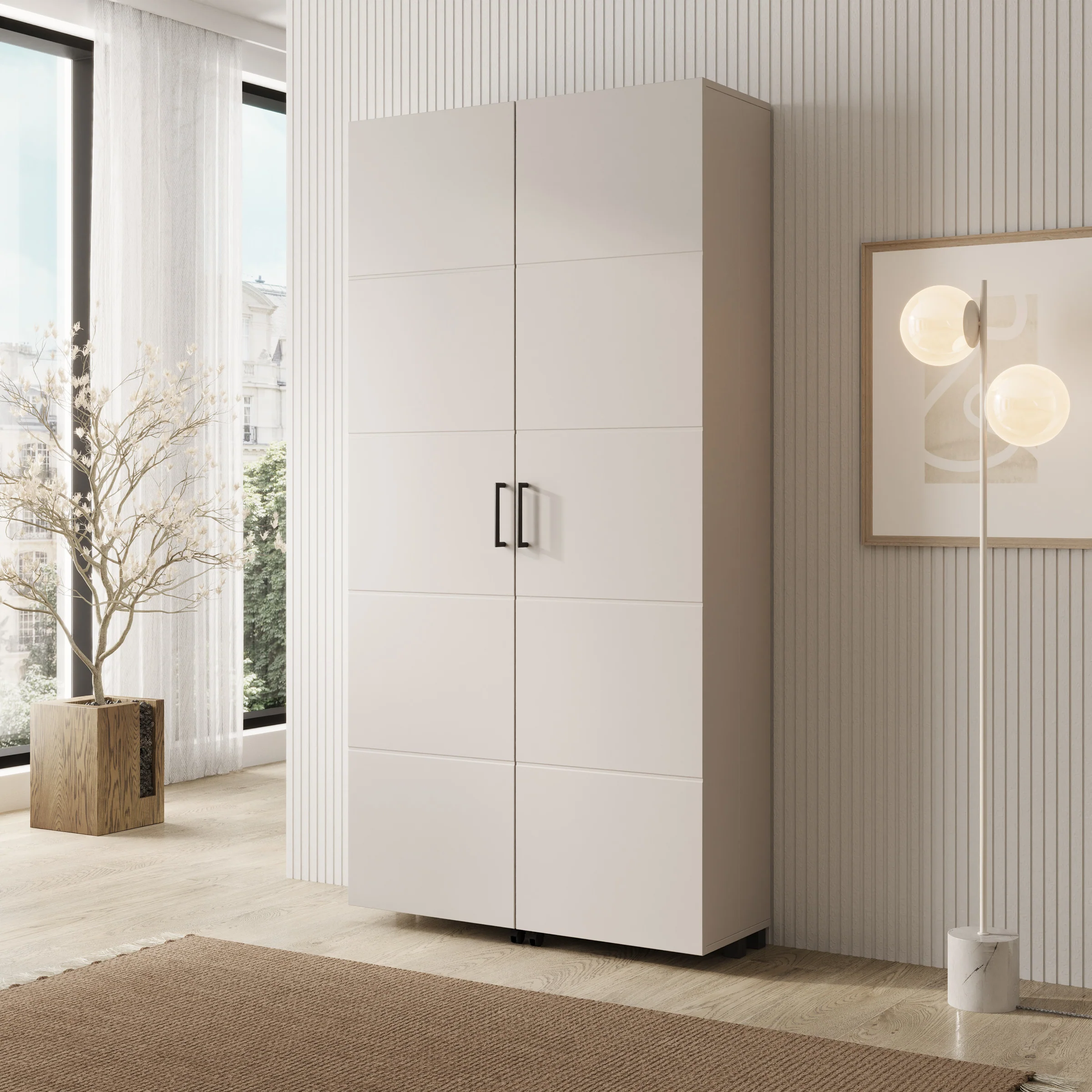Inverly - Schoenenkast - Beige - 92x33x185 cm