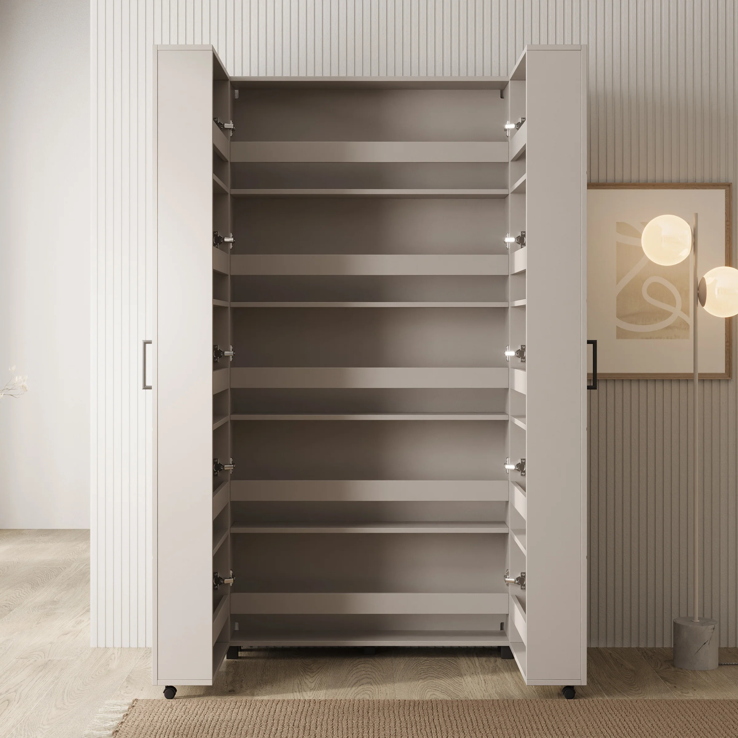 Inverly - Schoenenkast - Beige - 92x33x185 cm - Image 2
