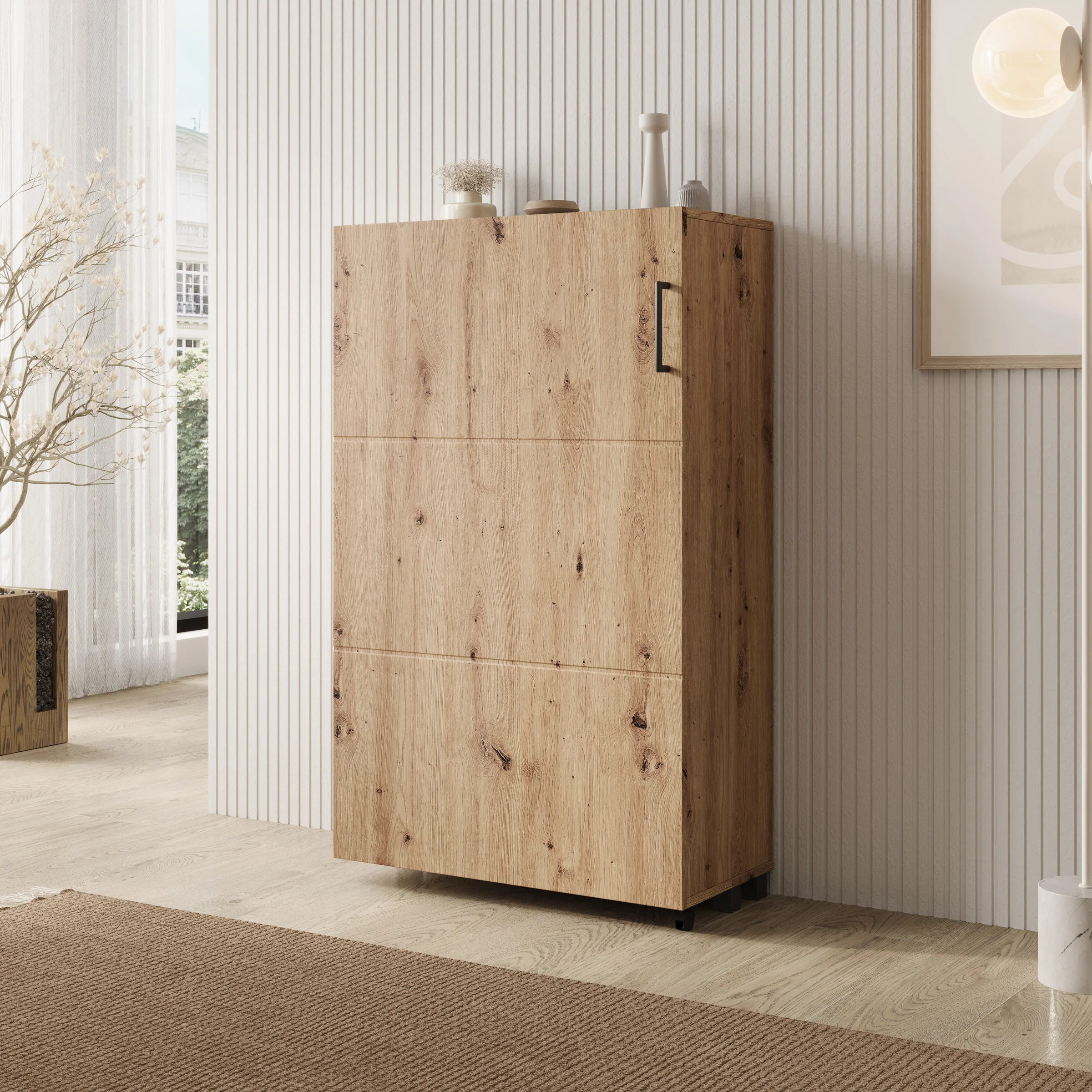 Inverly - Schoenenkast - Eikenpatroon - 68x33x113 cm