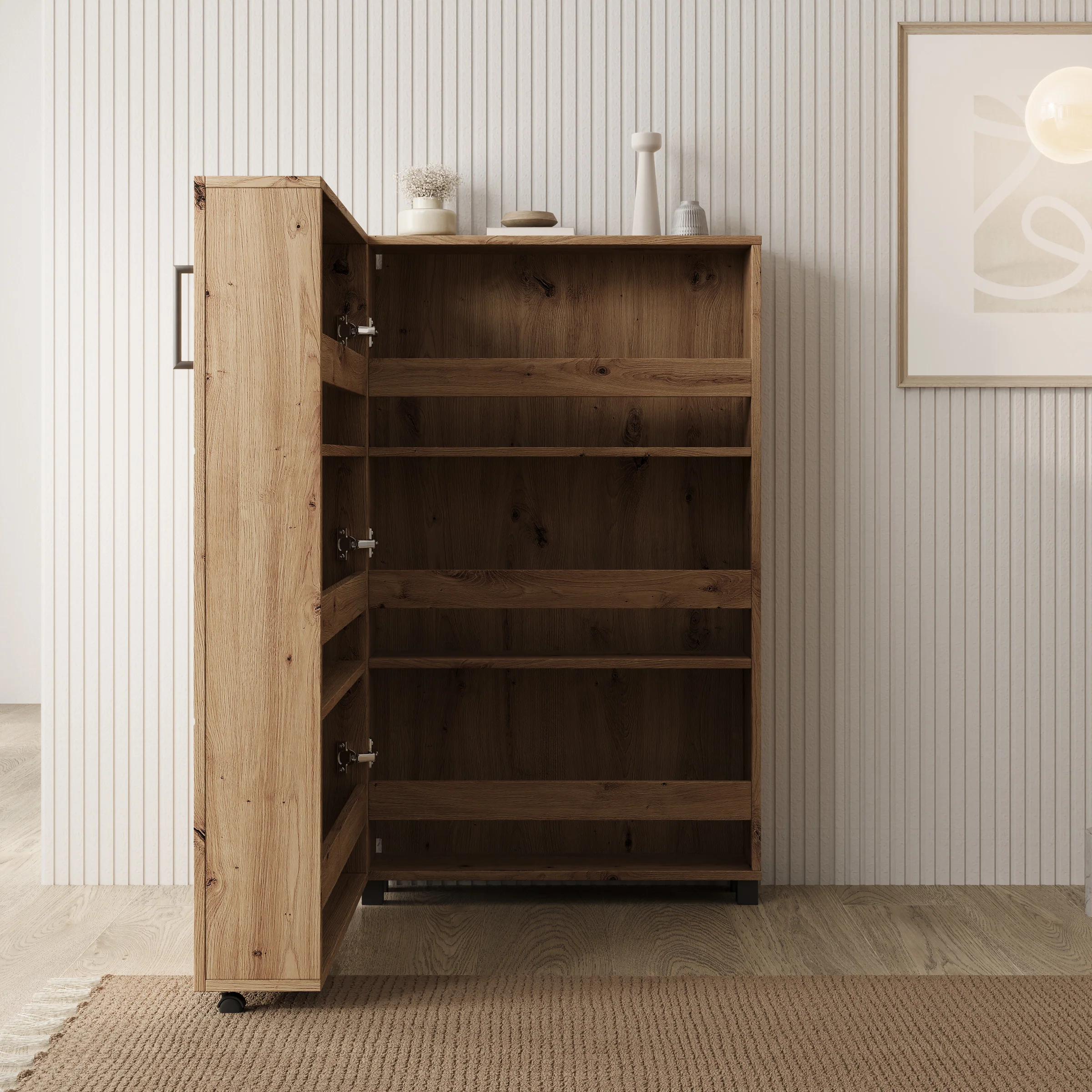 Inverly - Schoenenkast - Eikenpatroon - 68x33x113 cm - Image 2