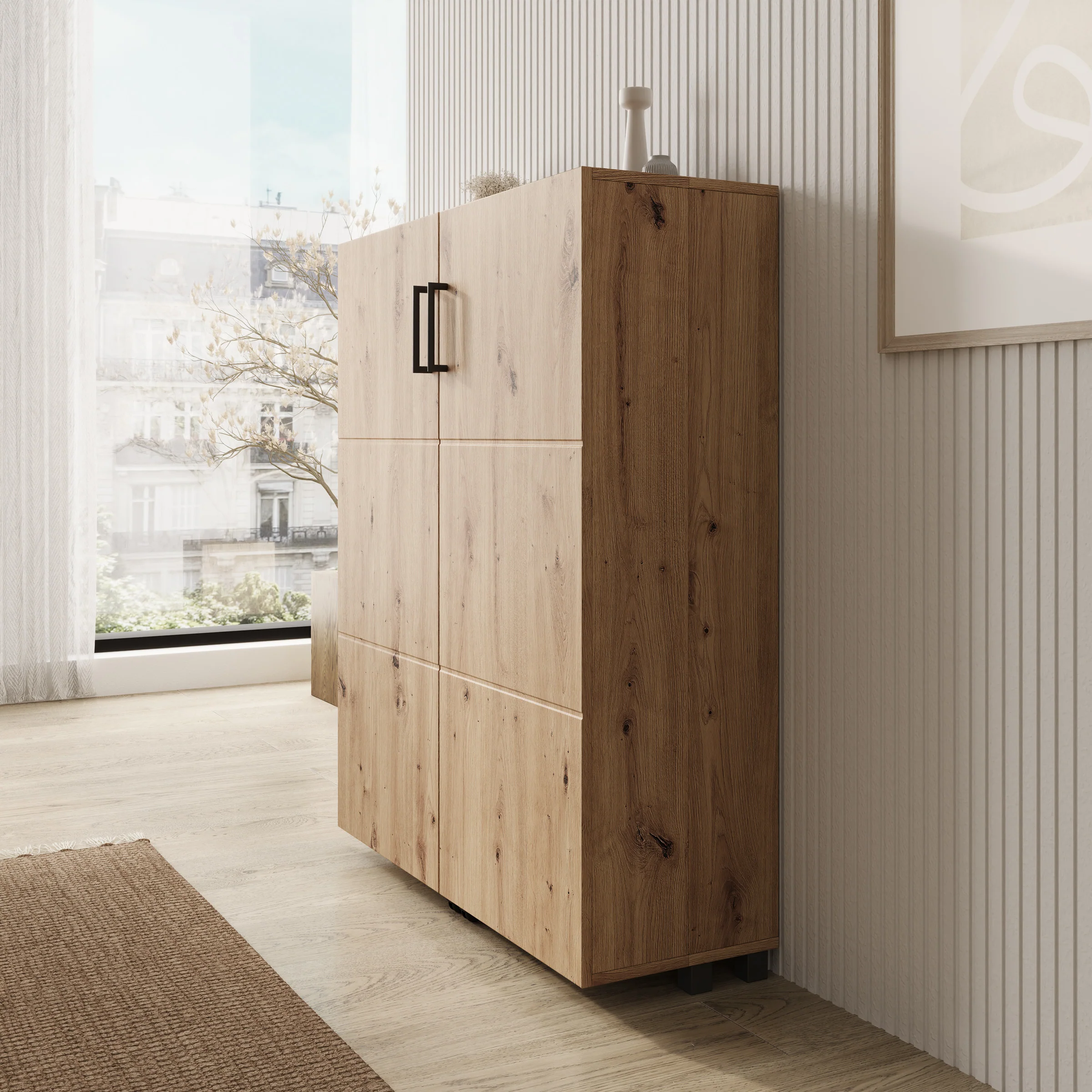 Inverly - Schoenenkast - Eikenpatroon - 92x33x113 cm - Image 4