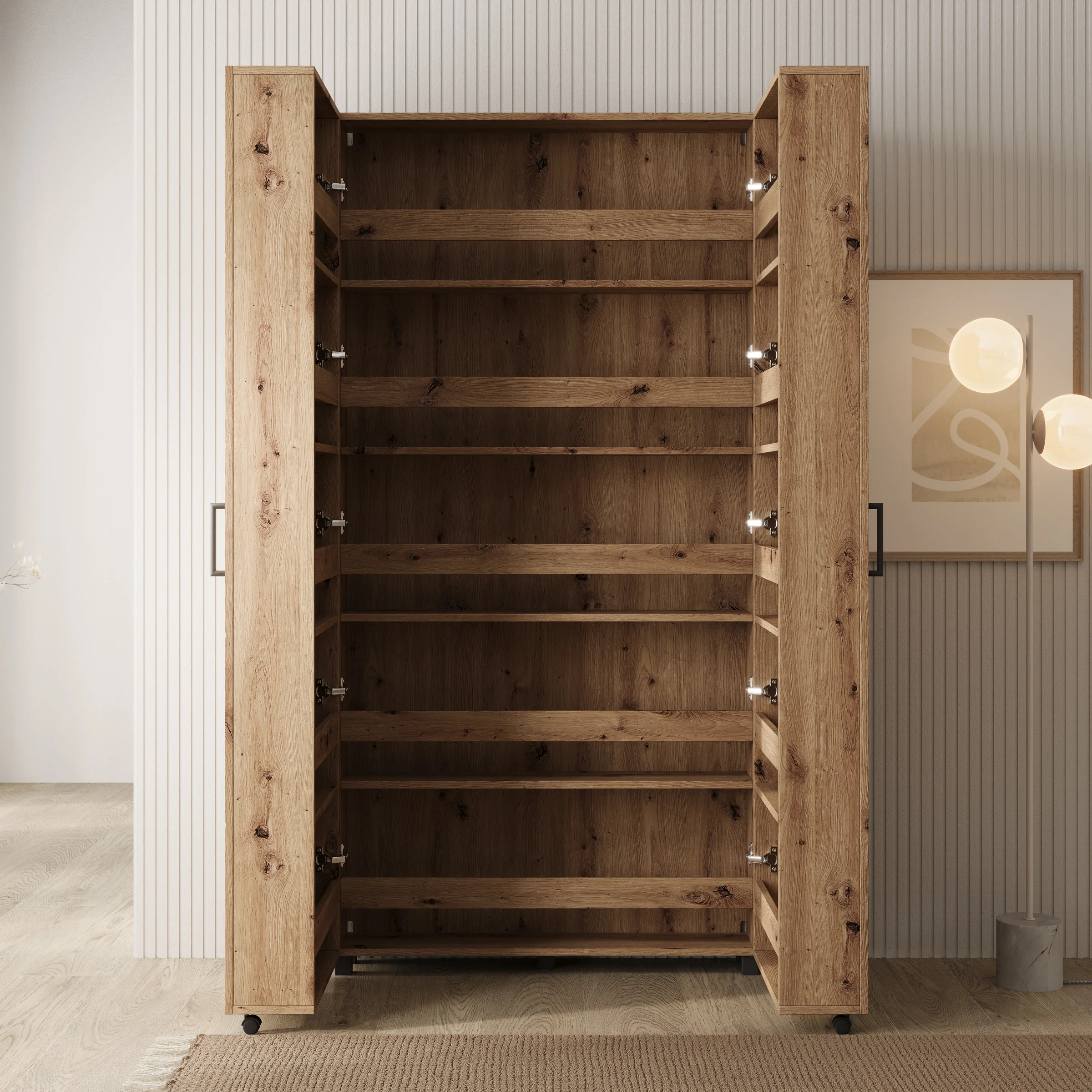 Inverly - Schoenenkast - Eikenpatroon - 92x33x185 cm - Image 2