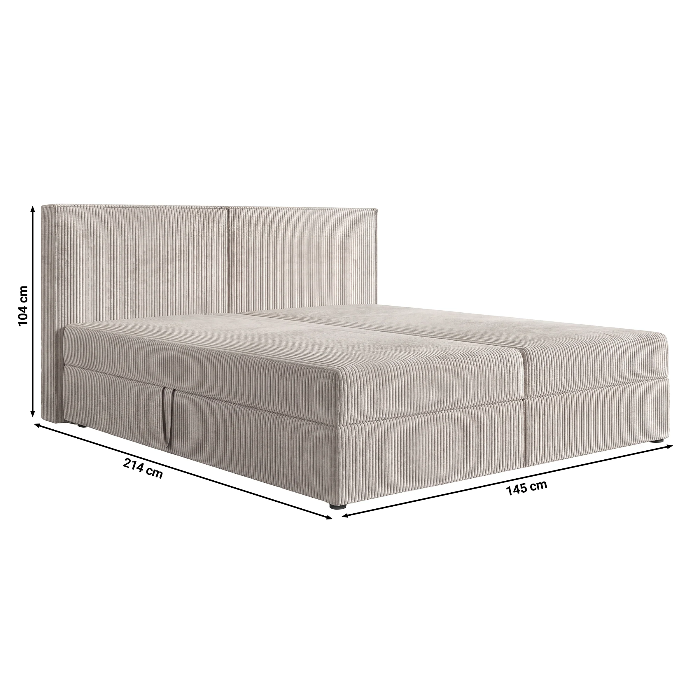 Iro - Boxspring met opbergruimte - Ribstof zwart - 140x200 cm - Image 4