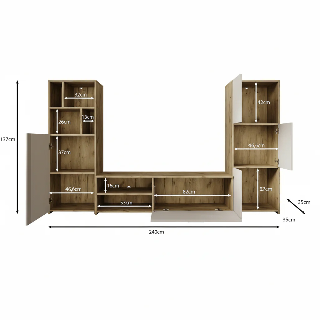 Jakarta - Wandmeubel - Wit - 240x35x137 cm - Image 5