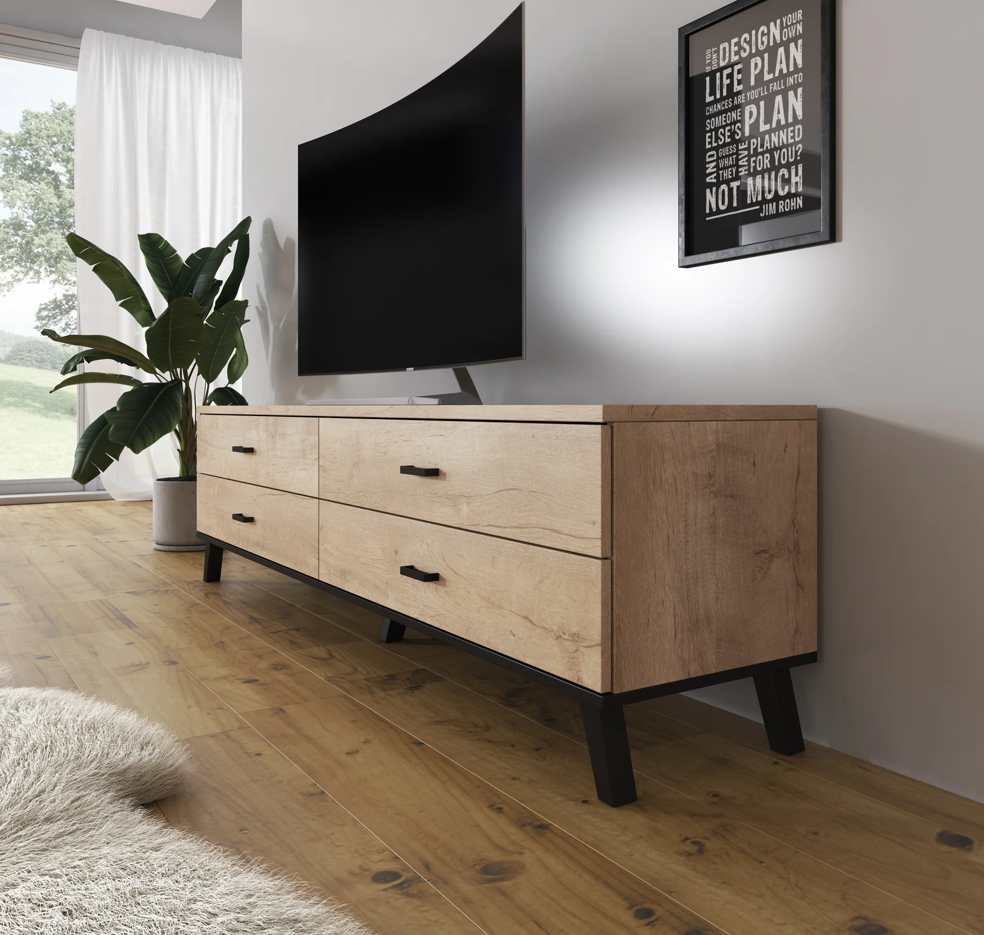 Jenny - TV-Meubel met 4 lades - Eiken - 181 cm - Image 4