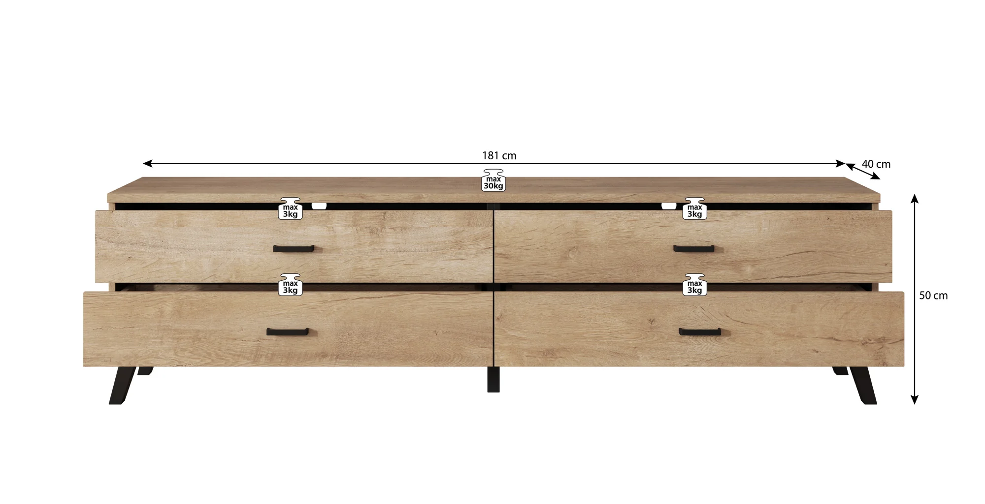 Jenny - TV-Meubel met 4 lades - Eiken - 181 cm - Image 5