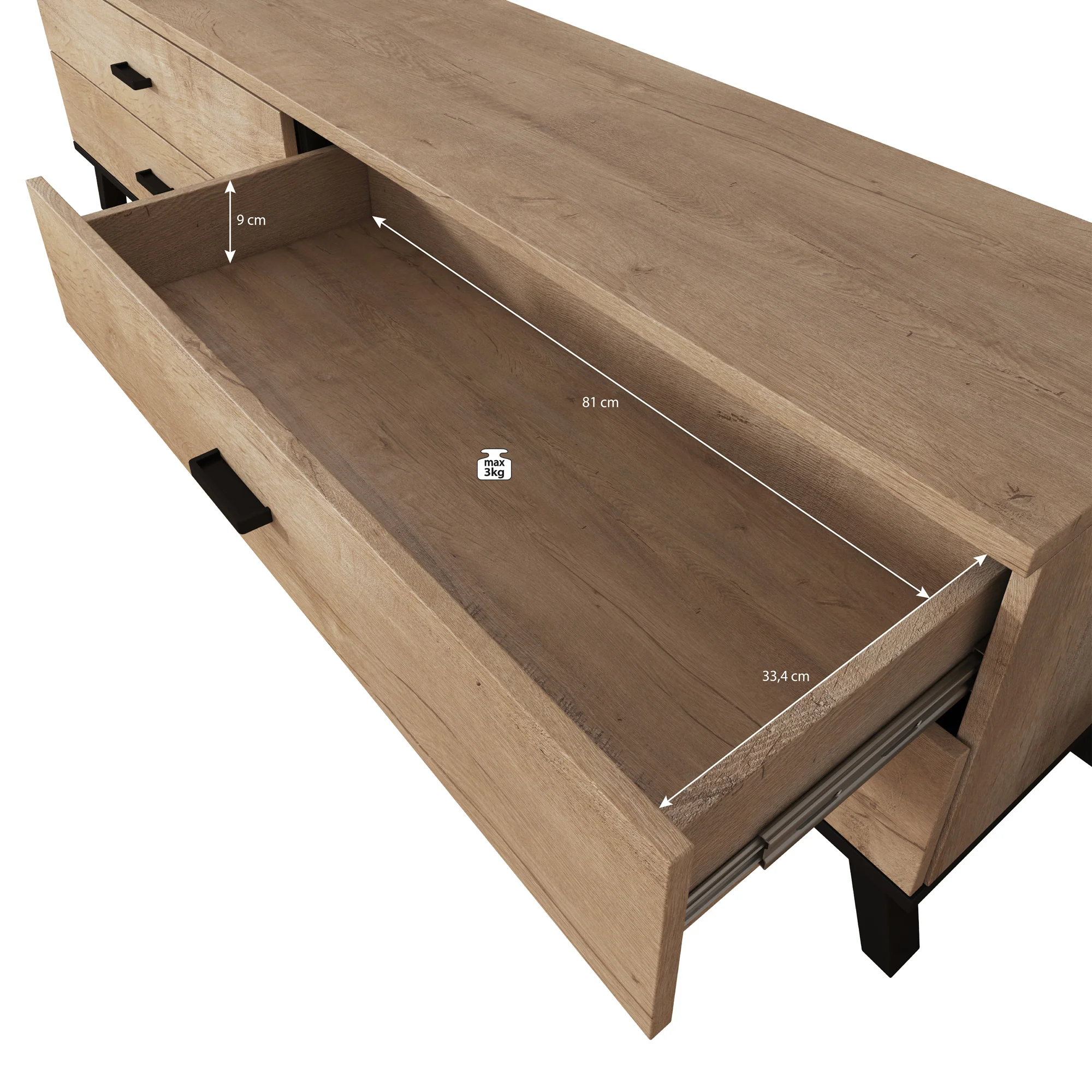 Jenny - TV-Meubel met 4 lades - Eiken - 181 cm - Image 6
