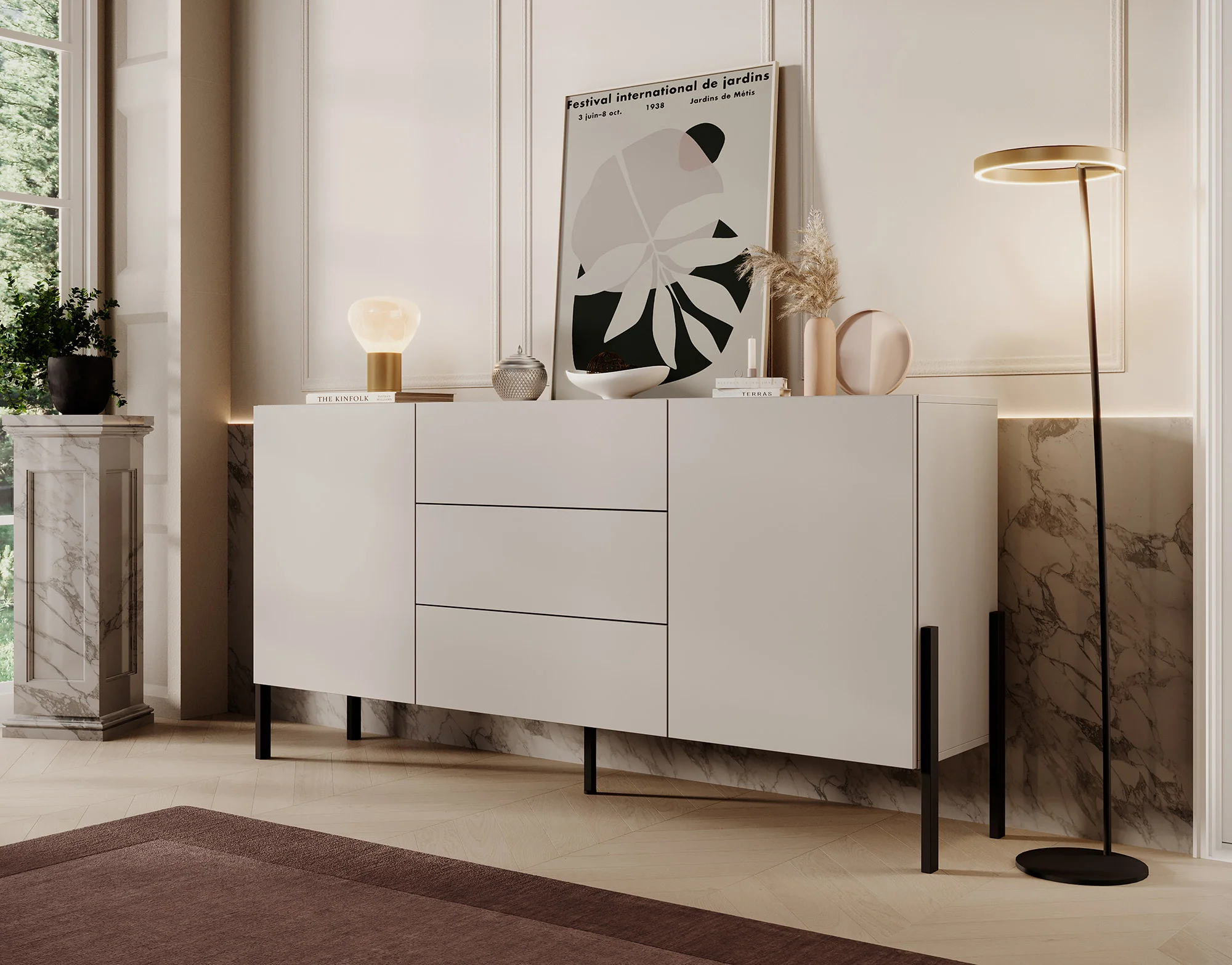 Jordy - Dressoir - Beige - 184x40x90 cm
