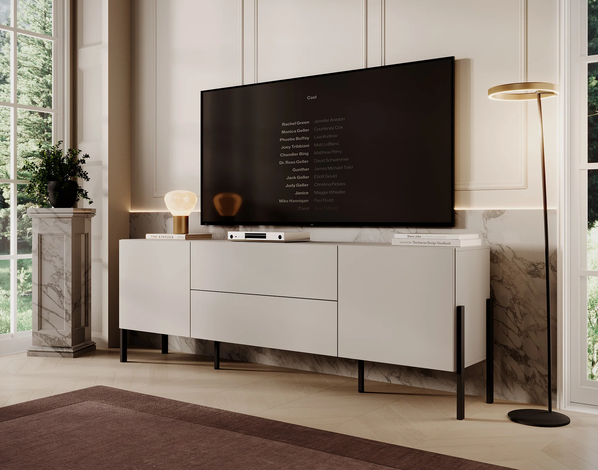 Jordy - TV-Meubel met 2 lades - Beige - 204 cm