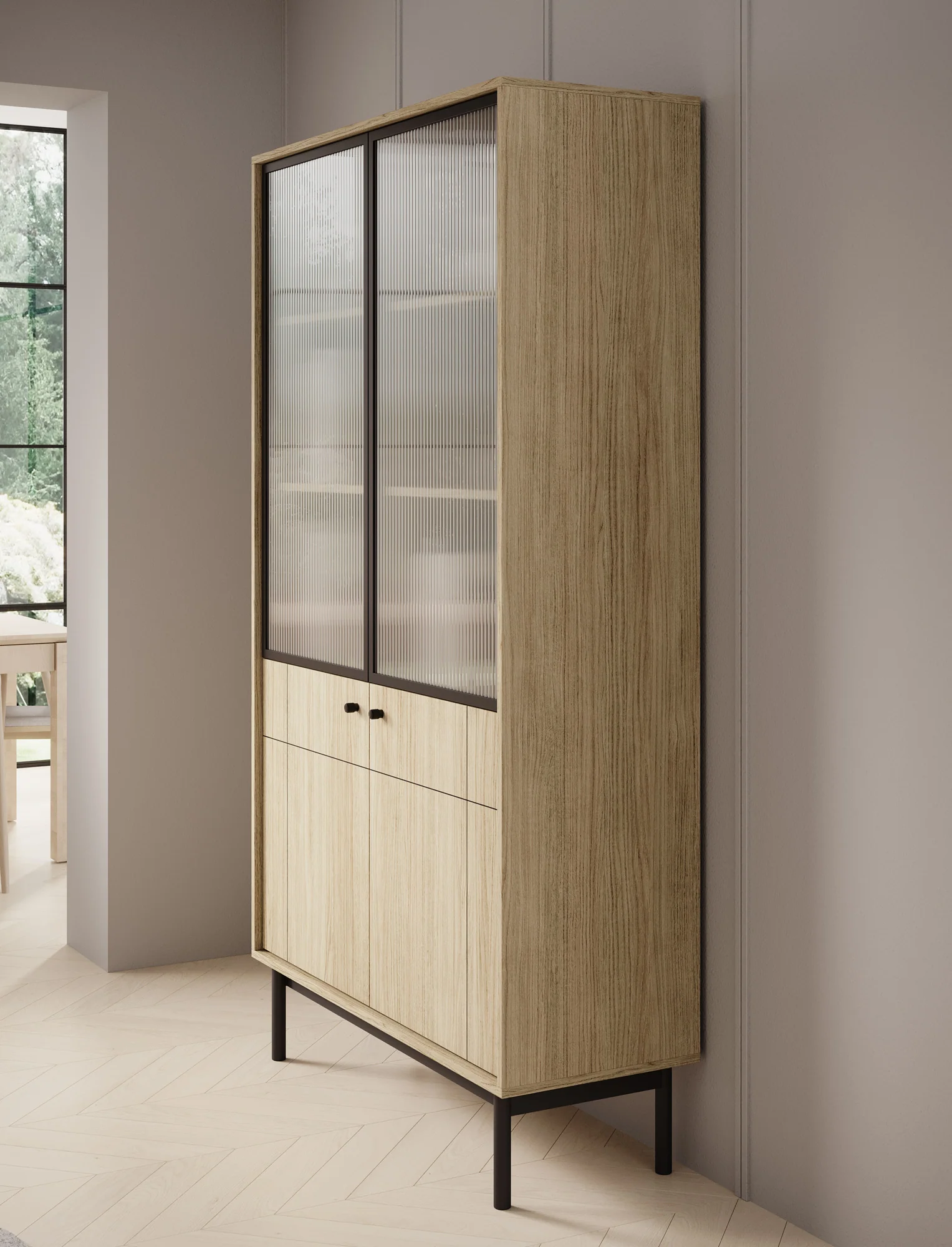 Jules 1 - Vitrinekast - Eiken - 104x39x185 cm - Image 4