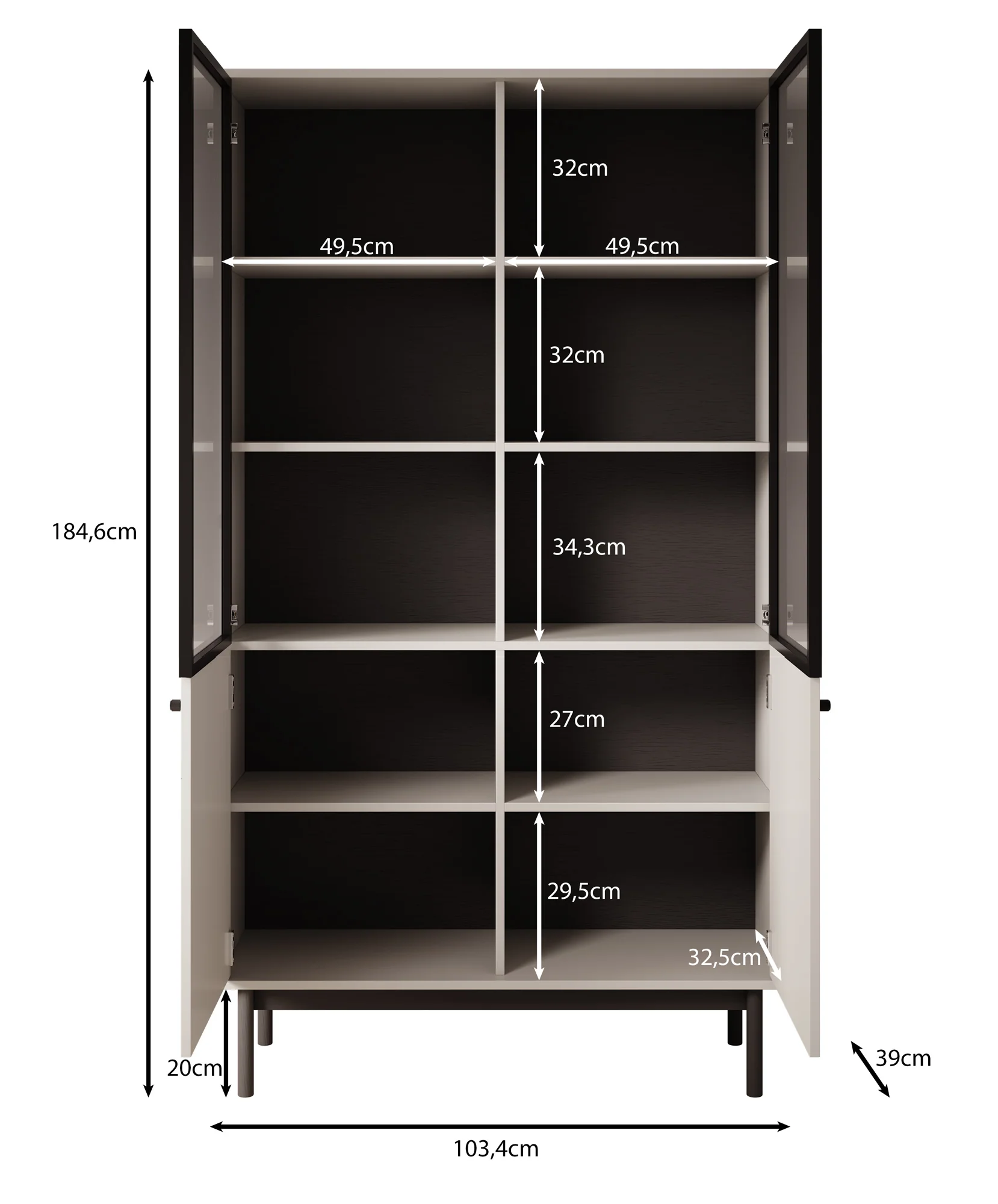 Jules 1 - Vitrinekast - Eiken - 104x39x185 cm - Image 5