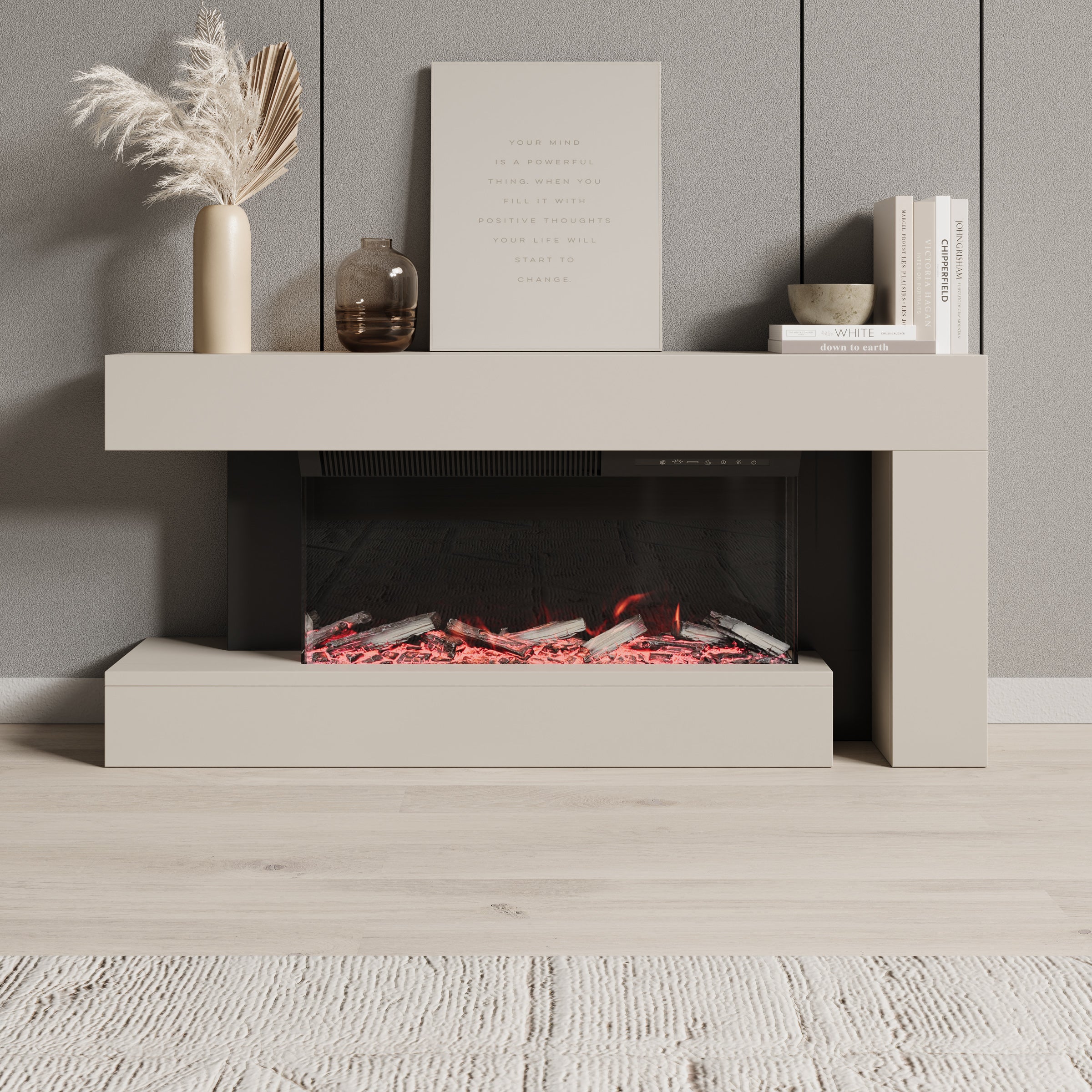Jumea - Elektrische sfeerhaard - Beige - 120x23x56 cm - Image 2