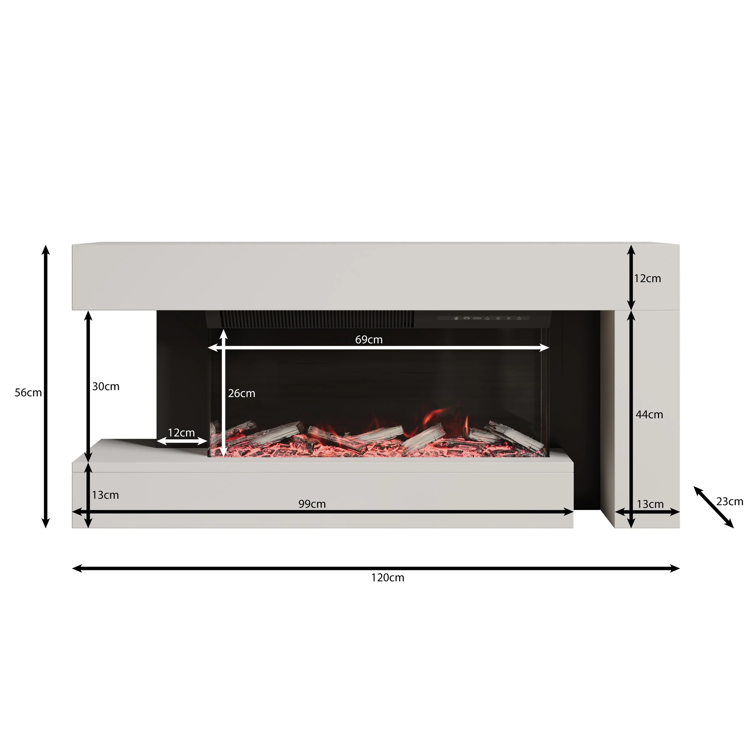 Jumea - Elektrische sfeerhaard - Beige - 120x23x56 cm - Image 5