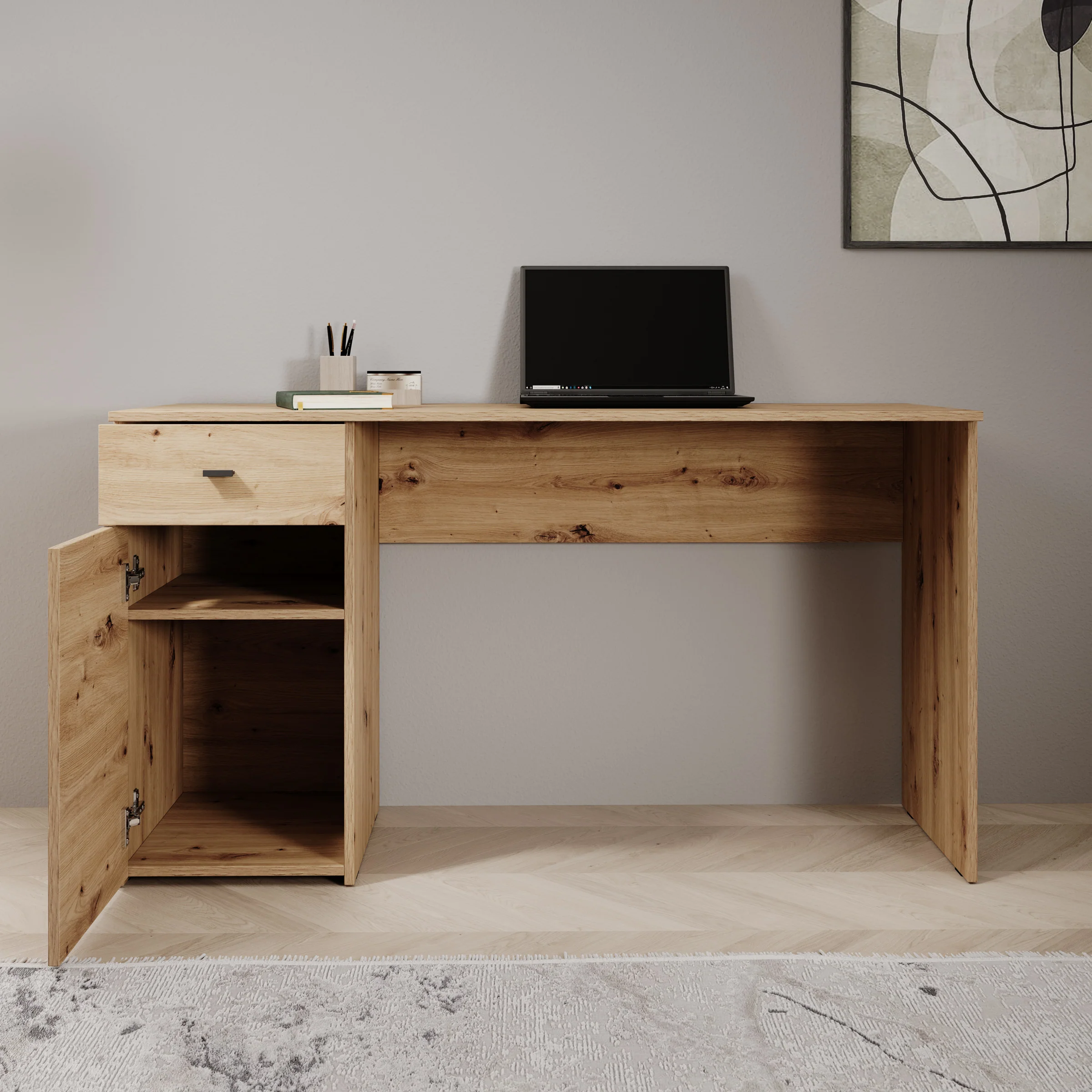 Kairo - Bureau - Eikenpatroon - 140x50x77 cm - Image 2