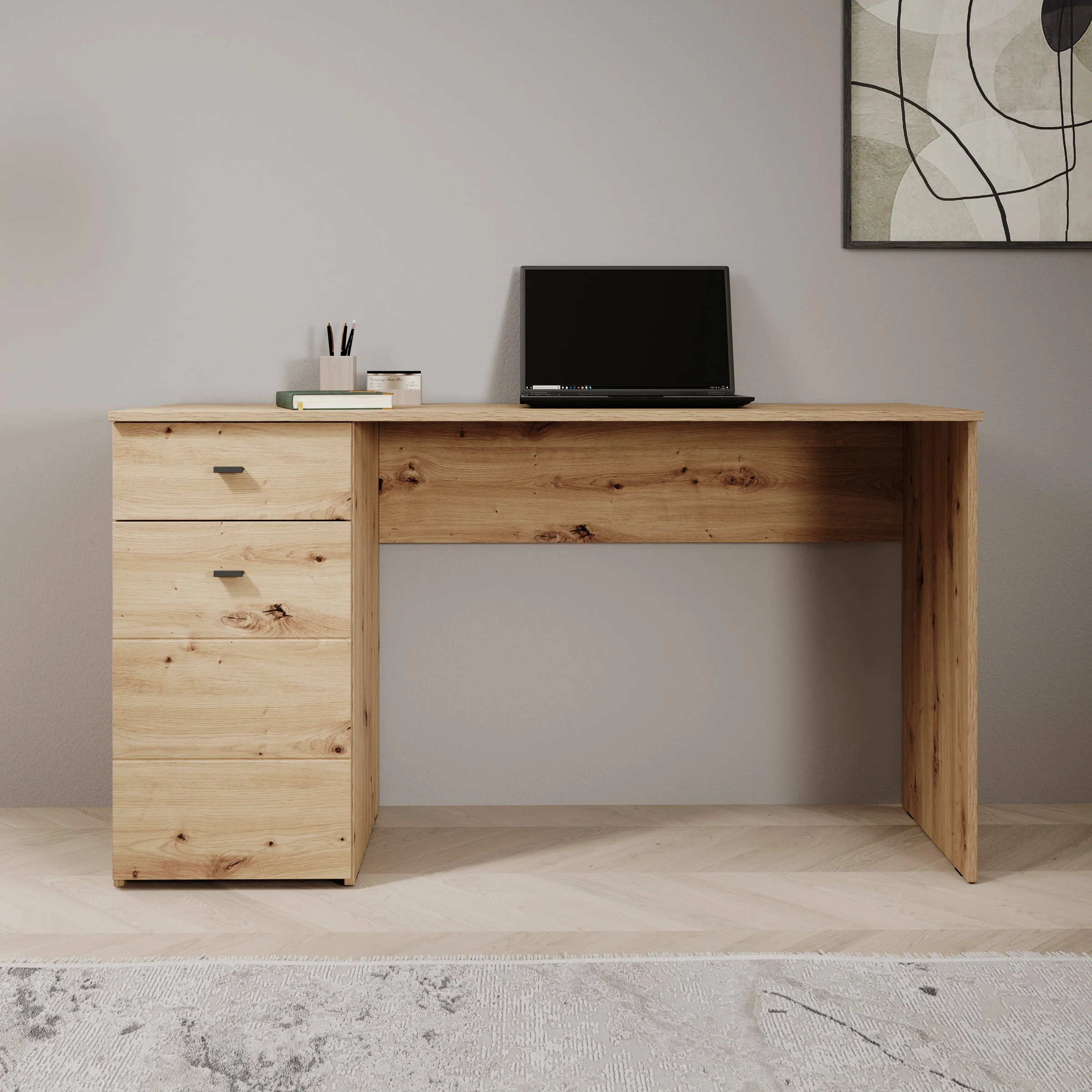 Kairo - Bureau - Eikenpatroon - 140x50x77 cm - Image 3