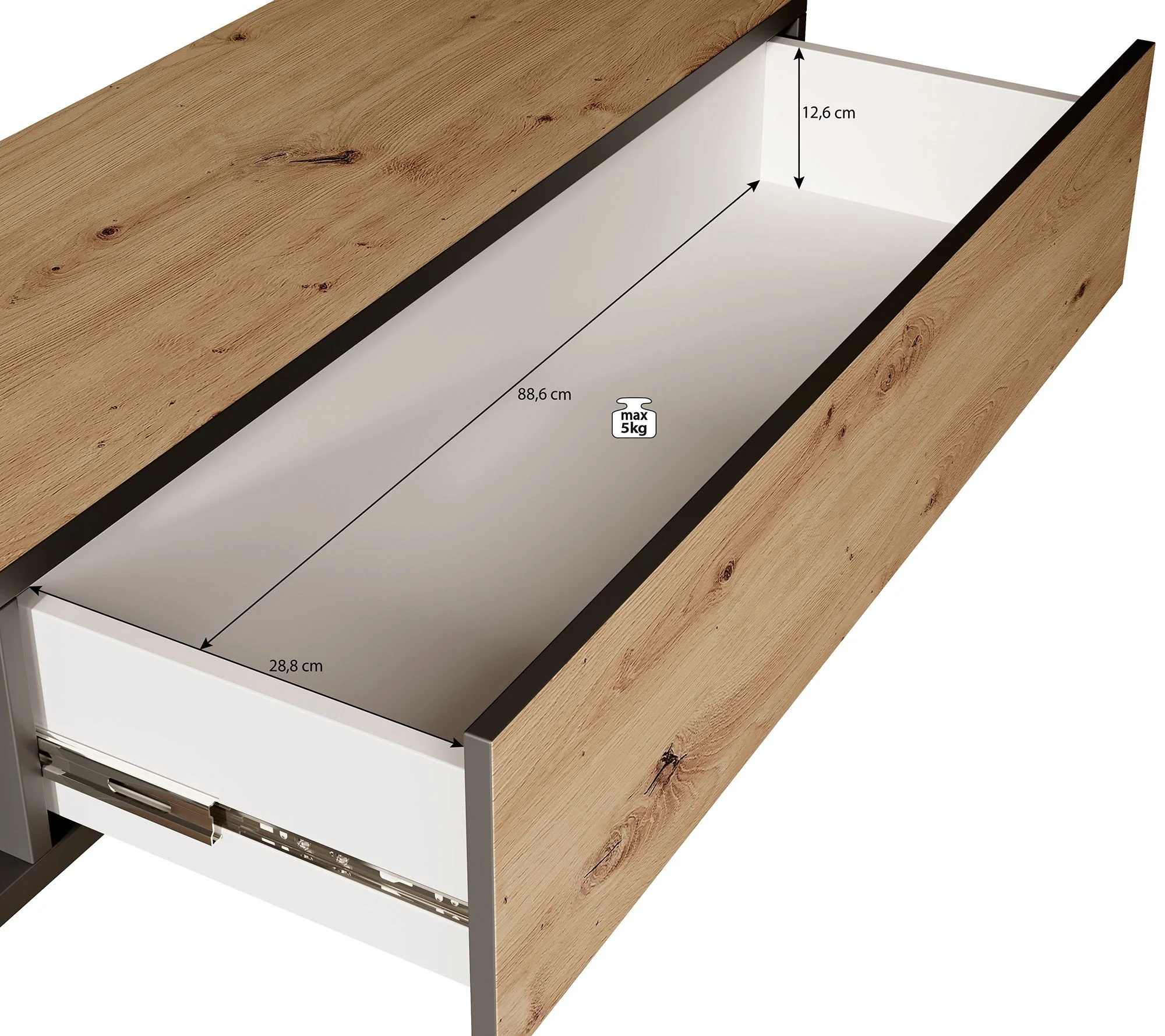 Kandelo - TV-Meubel met 2 deuren - Eiken/zwart - 300 cm - Image 5