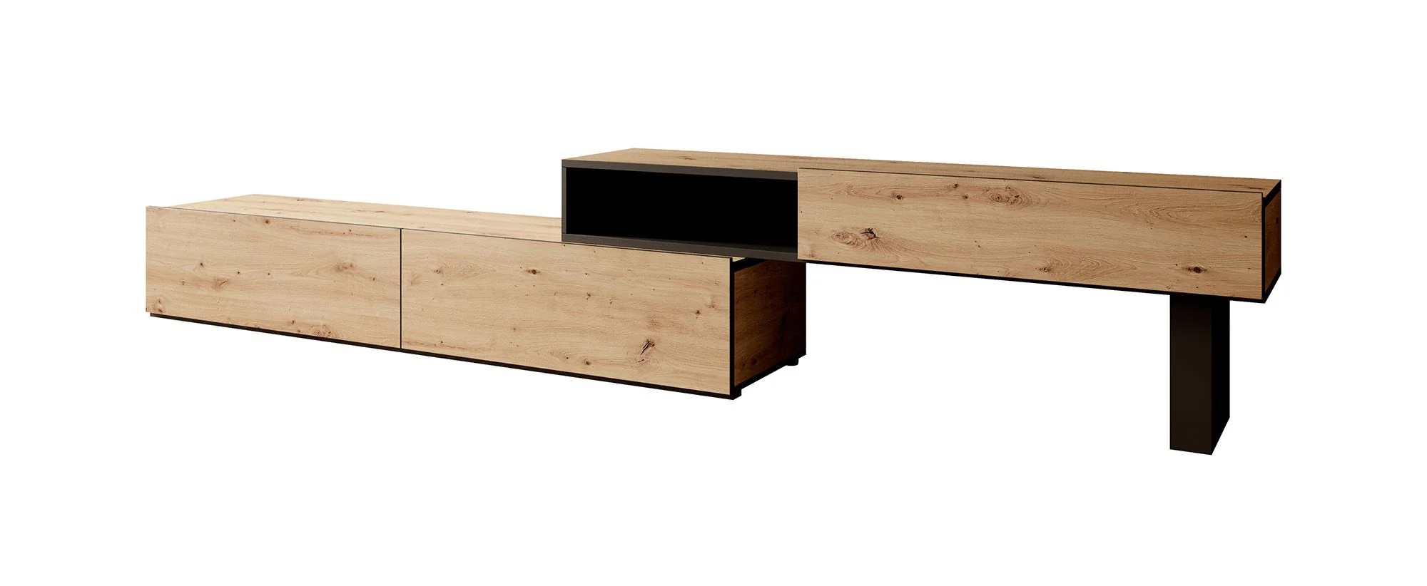 Kandelo - TV-Meubel met 2 deuren - Eiken/zwart - 300 cm - Image 7